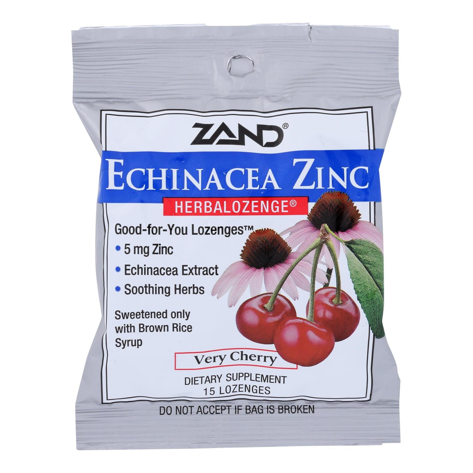 Zand Herbalozenge Echinacea Zinc Natural Cherry - 15 Lozenges - Case Of 12