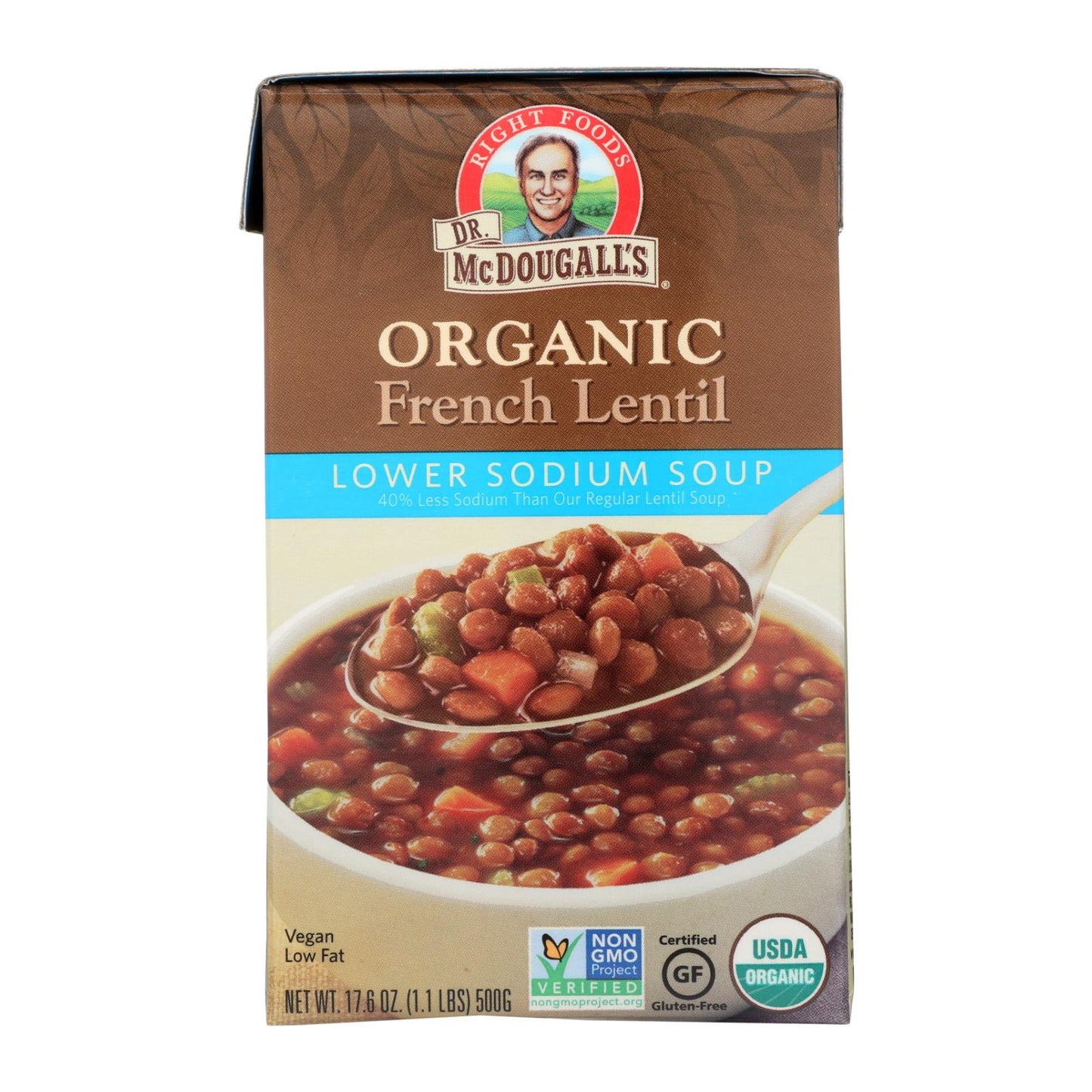 Dr. Mcdougall's Organic French Lentil Lower Sodium Soup - Case Of 6 - 17.6 Oz.
