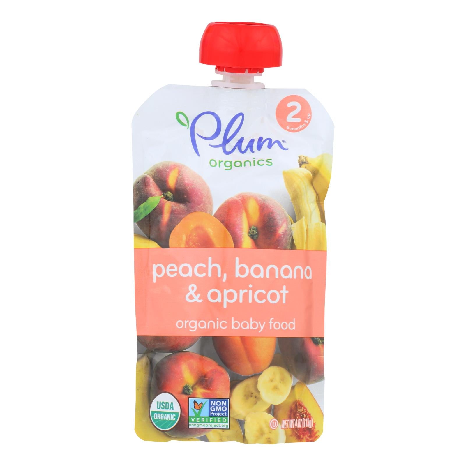 Plum Organics Baby Food - Organic - Apricot And Banana - Stage 2 - 6 Months And Up - 3.5 .oz - Case Of 6