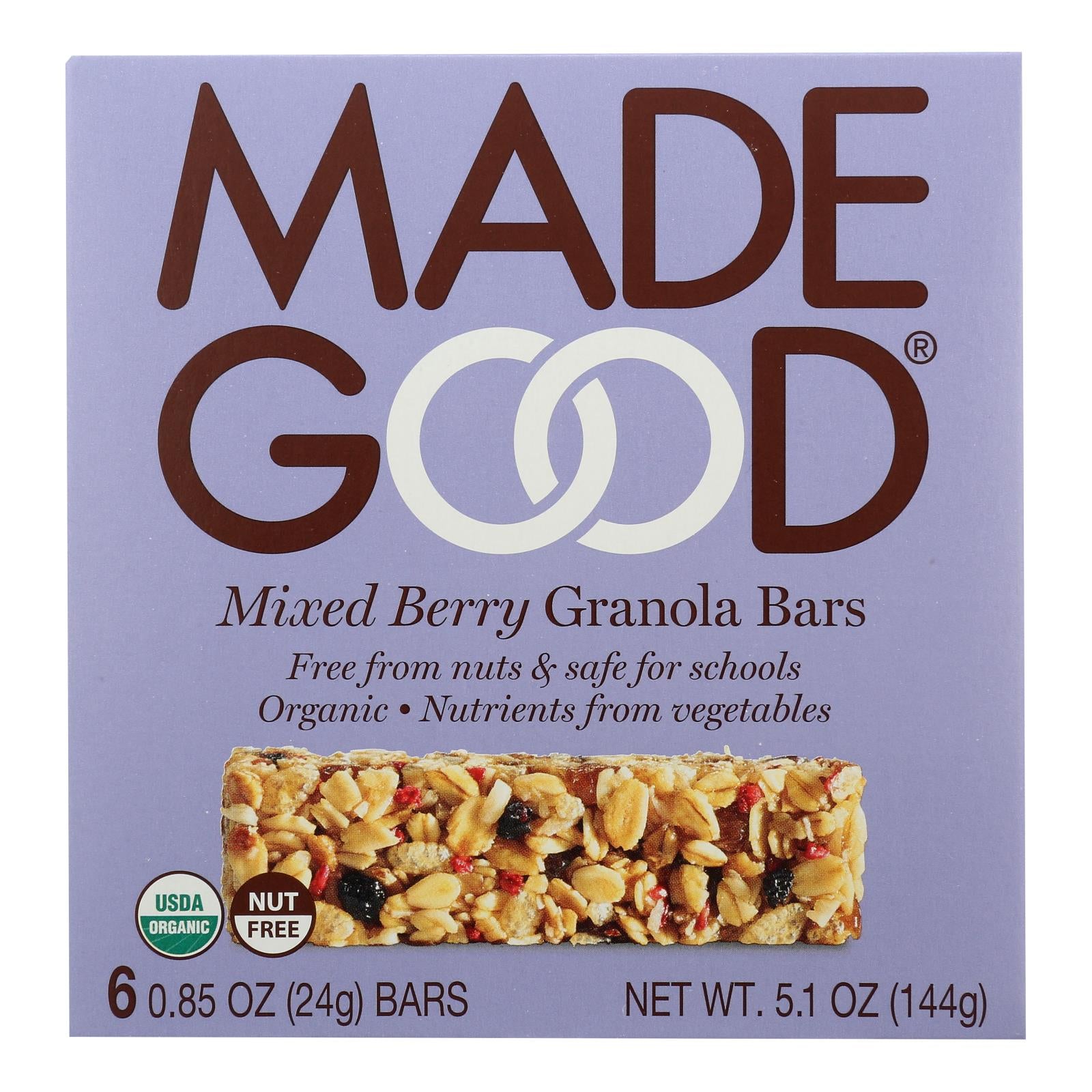 Made Good Granola Bar - Mixed Berry - Case Of 6 - 5 Oz.