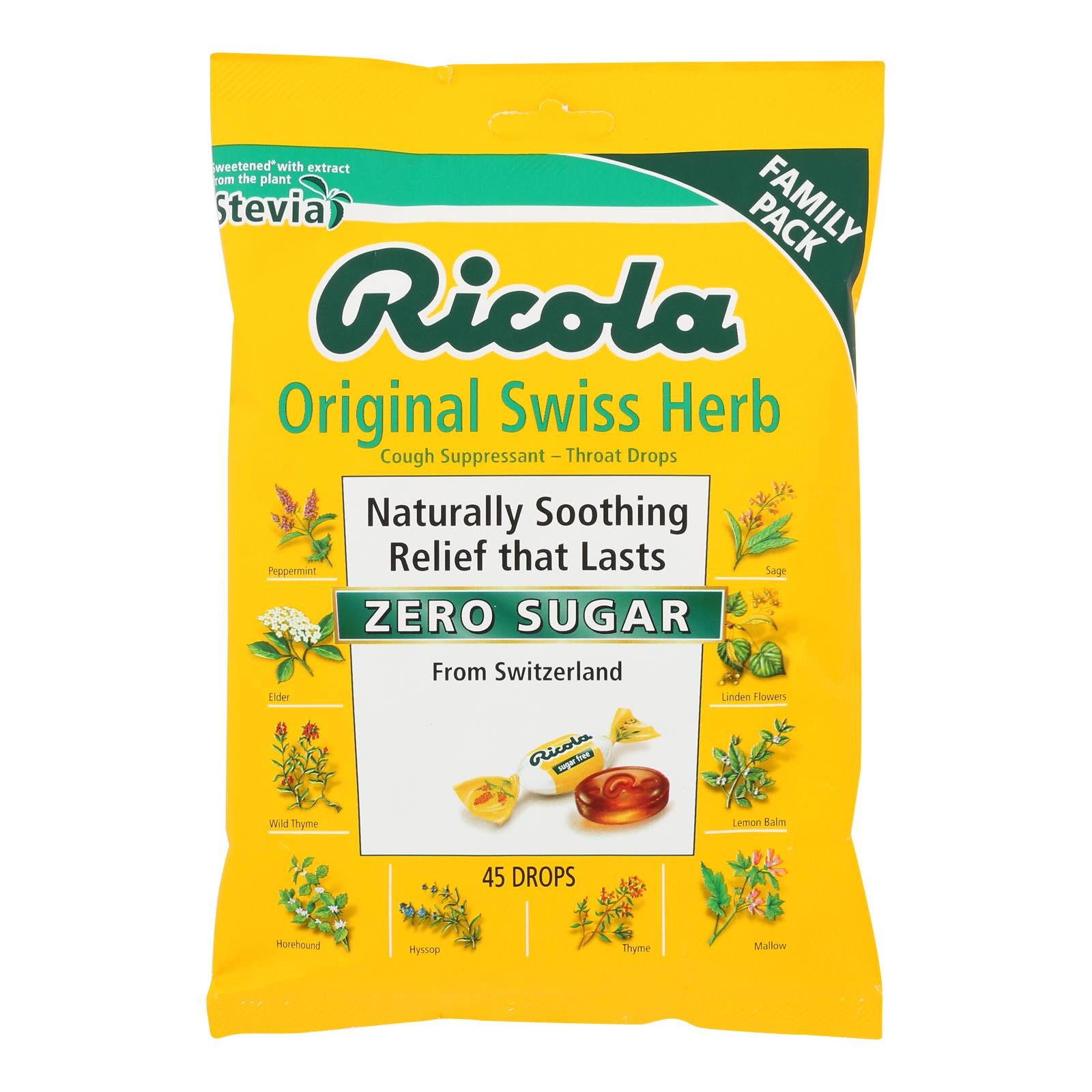 Ricola - Cghdrop Mnthrb Sugar Free W/stvia - Case Of 6 - 45 Ct