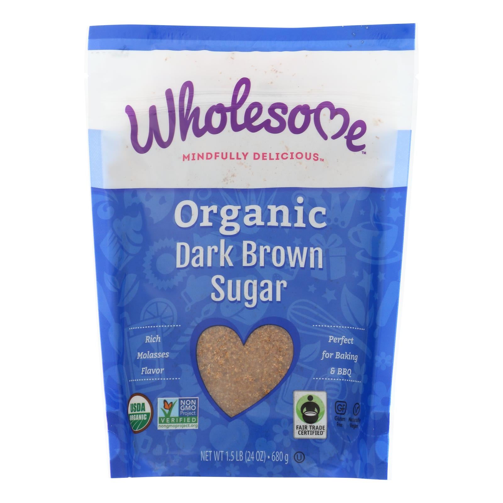 Wholesome Sweeteners Sugar - Organic - Dark Brown - 24 Oz - Case Of 6