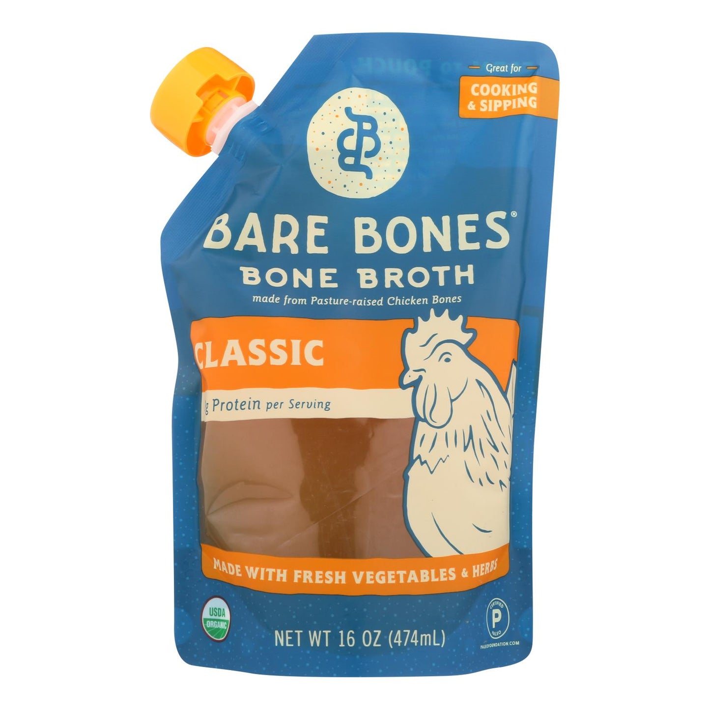 Bare Bones Chicken Bone Broth  - Case Of 6 - 16 Fz