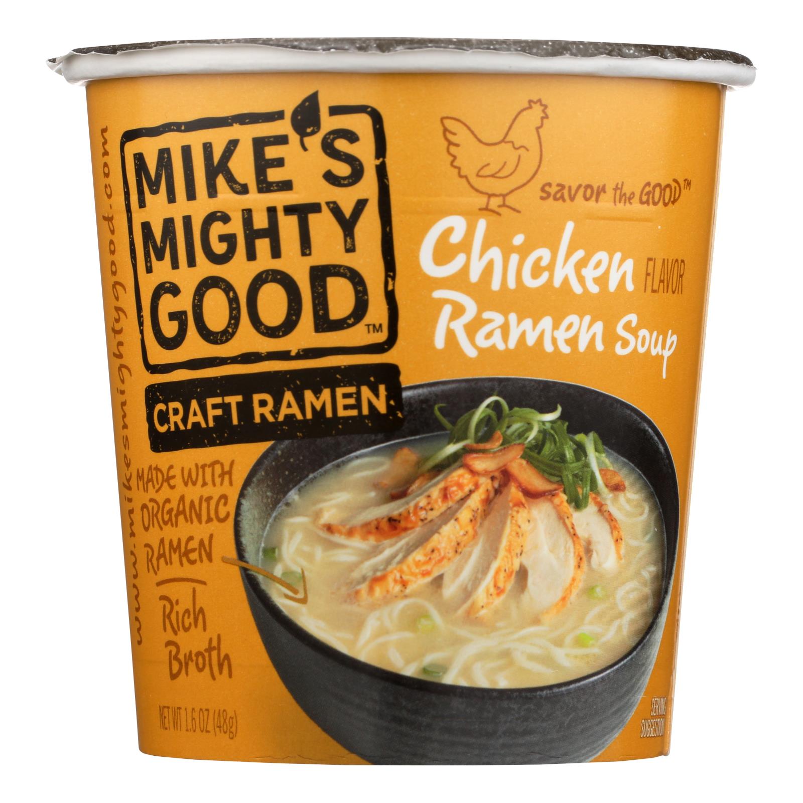 Mike's Mighty Good Chicken Ramen Soup - Case Of 6 - 1.6 Oz