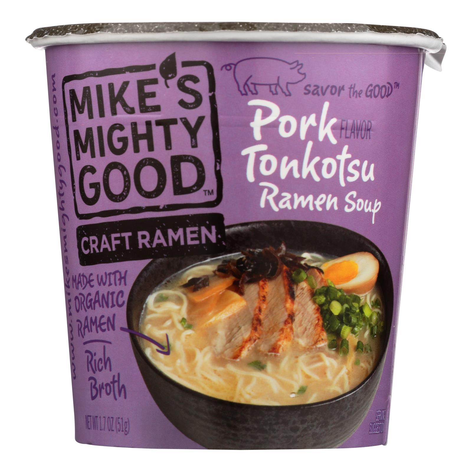 Mike's Mighty Good Pork Tonkotsu Ramen Soup - Case Of 6 - 1.7 Oz