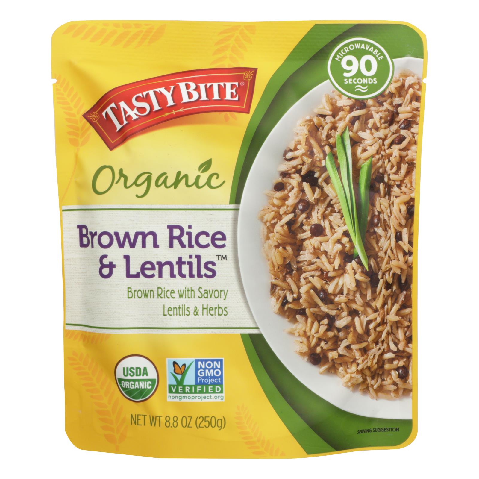 Tasty Bite Brown Rice & Lentils  - Case Of 6 - 8.8 Oz