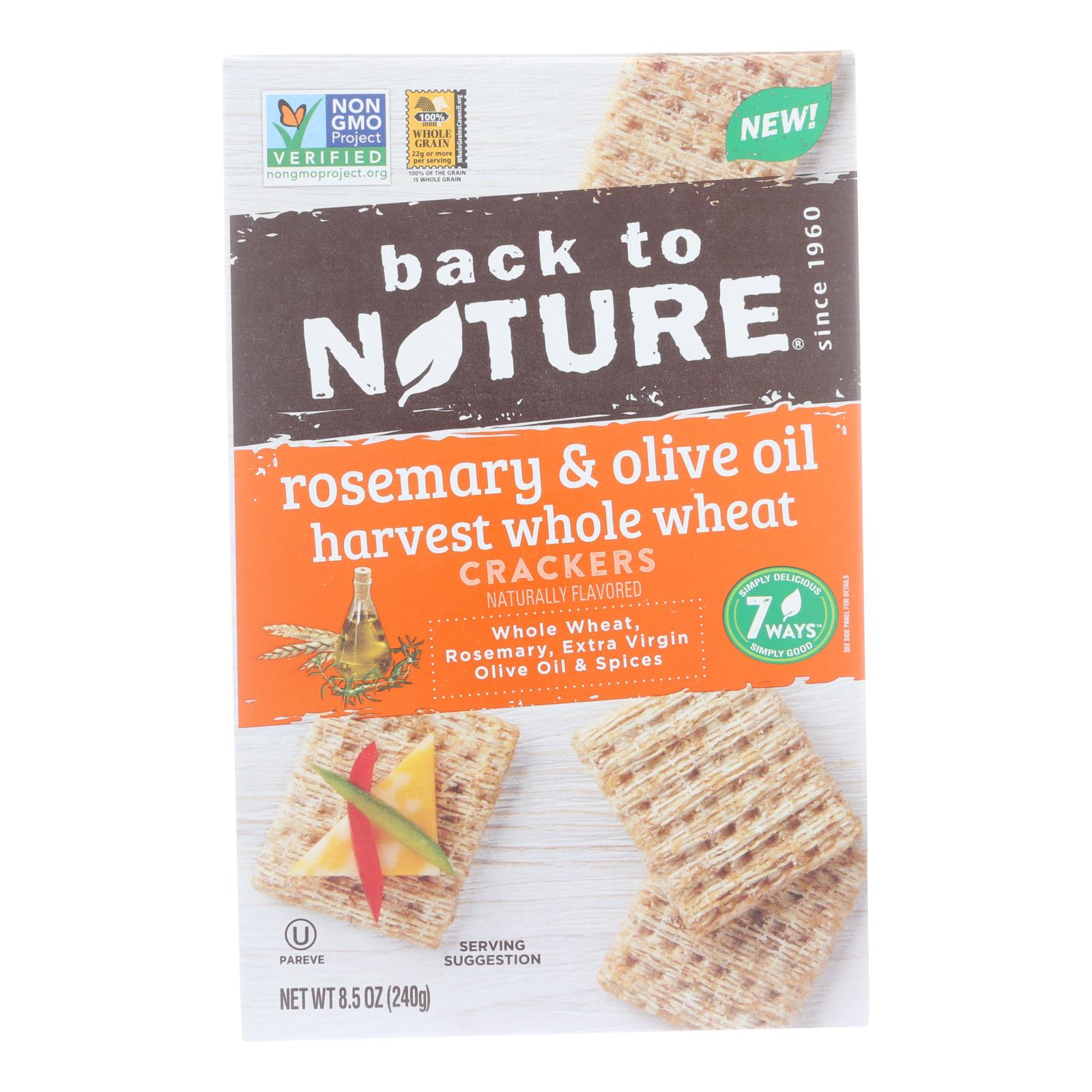 Back To Nature - Crackers Rsmry&olive Oil - Case Of 12 - 8.5 Oz