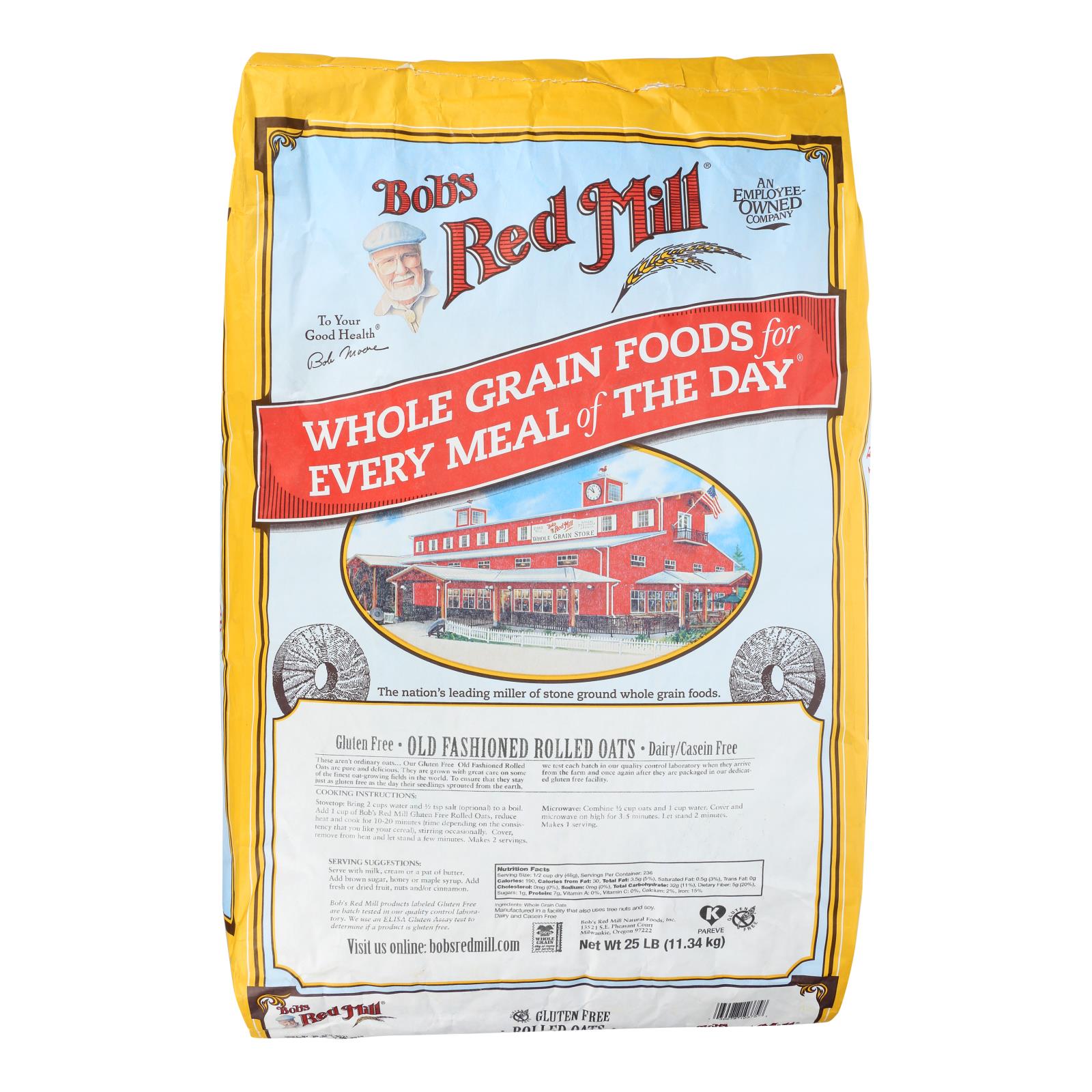 Bob's Red Mill Gluten Free Old Fashion Rolled Oats - Single Bulk Item - 25lb