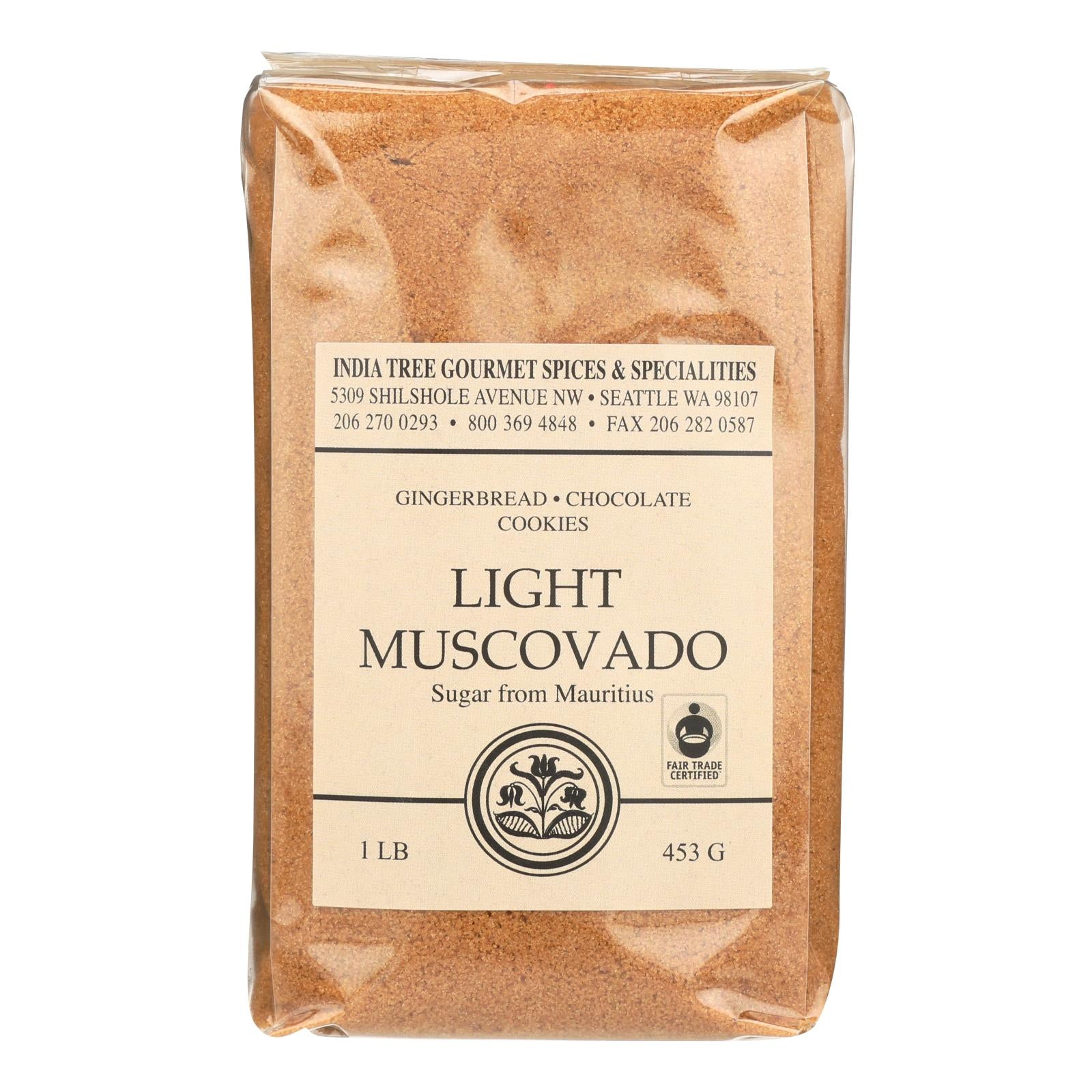 India Tree Gourmet Spices & Specialties Light Muscovado Sugar  - Case Of 6 - 16 Oz