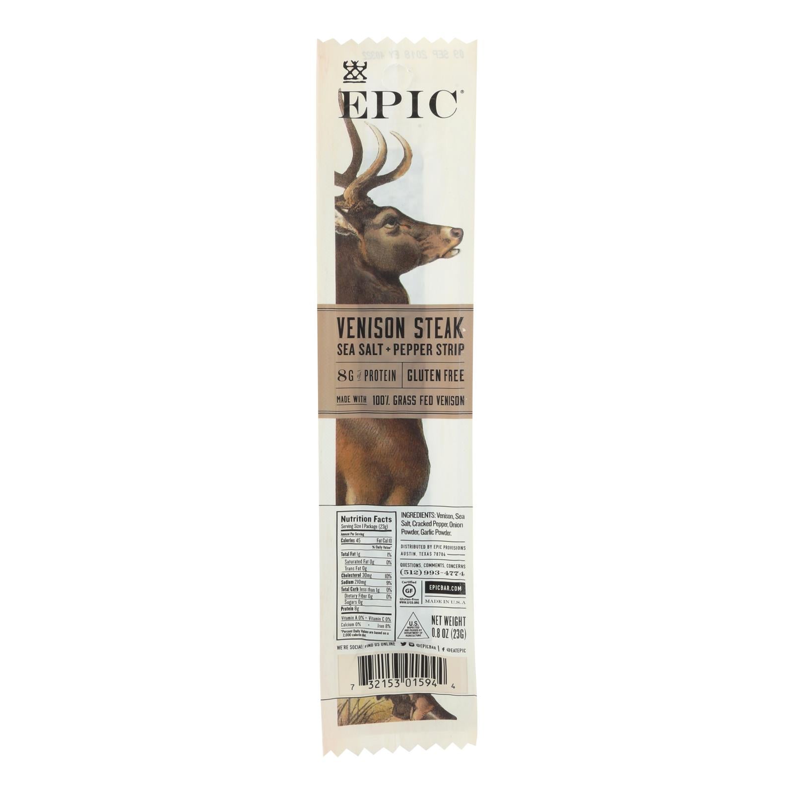 Epic - Strips - Venison Steak - Case Of 20 - .8 Oz