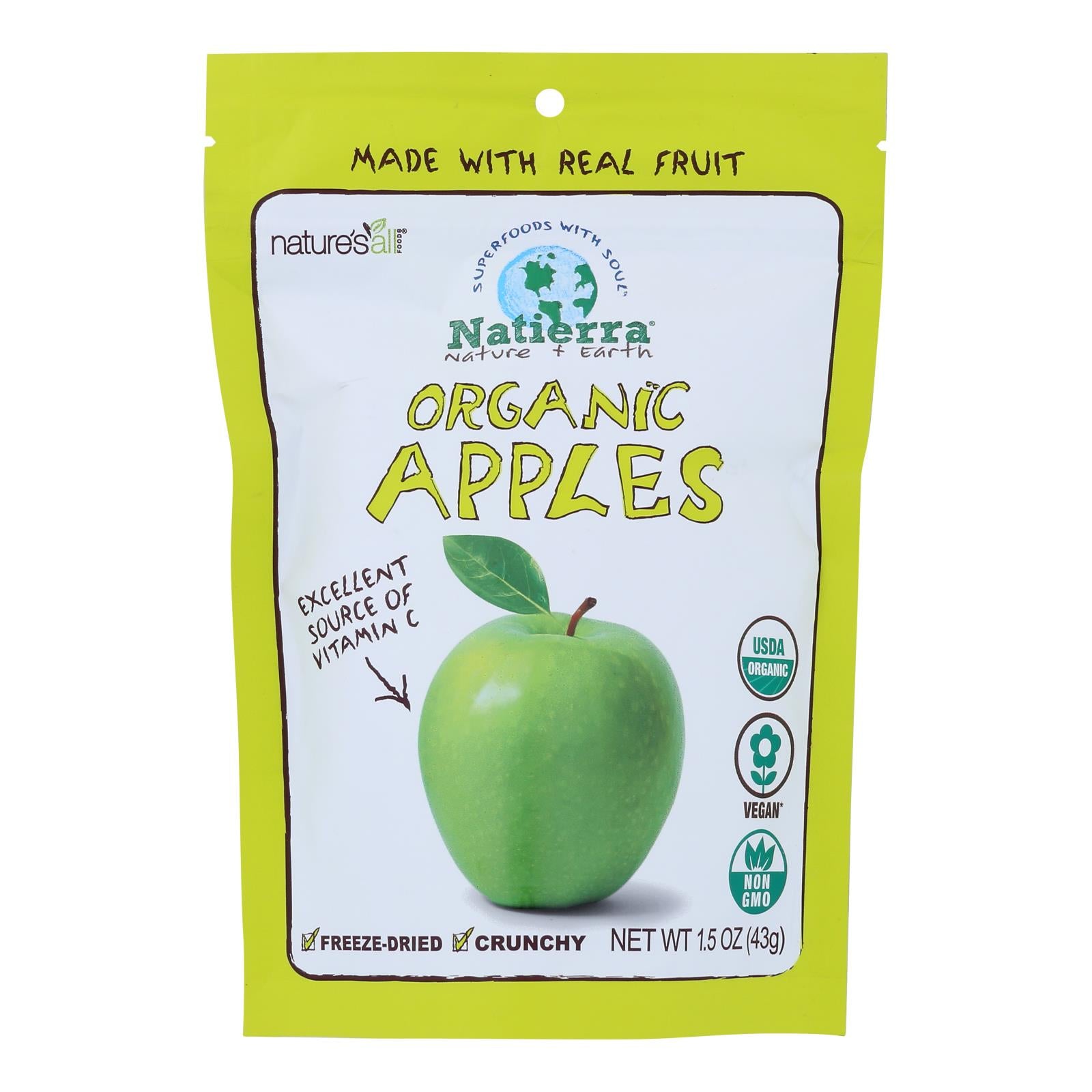 Natierra Fruit - Organic - Freeze Dried - Apples - 1.5 Oz - Case Of 12