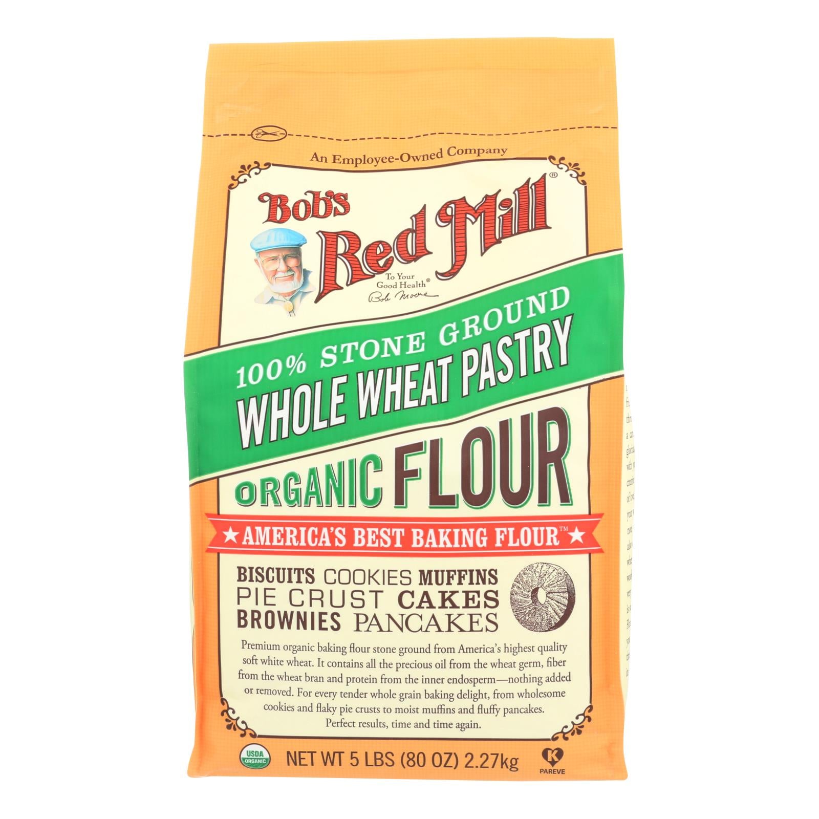 Bob's Red Mill - Organic Whole Wheat Pastry Flour - 5 Lb - Case Of 4