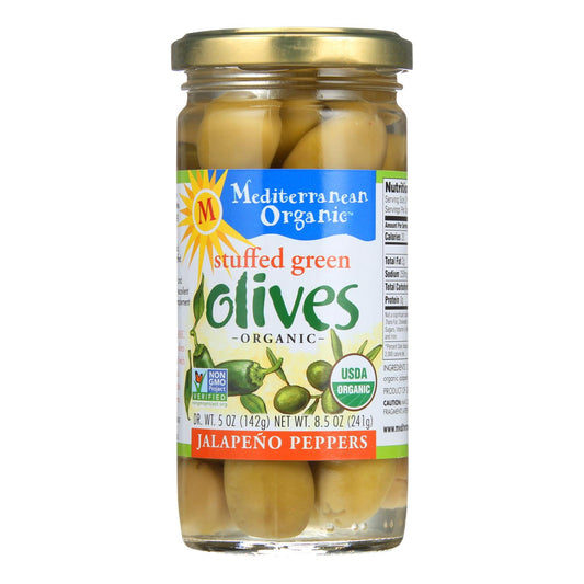 Mediterranean Organic Organic Stuffed Green Olives Jalapeno Peppers - Case Of 12 - 8.5 Oz