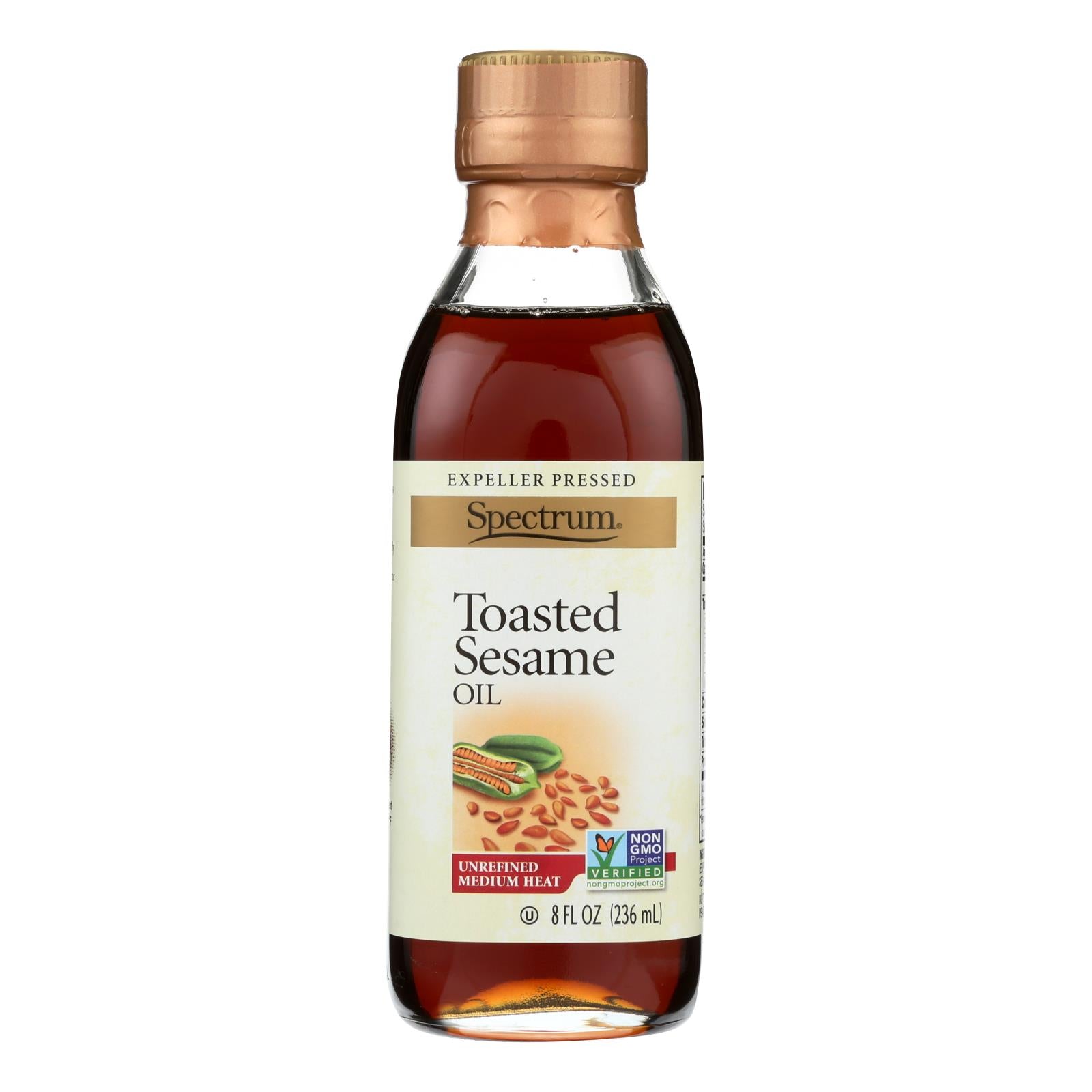 Spectrum Naturals Unrefined Toasted Sesame Oil - Case Of 6 - 8 Fl Oz.