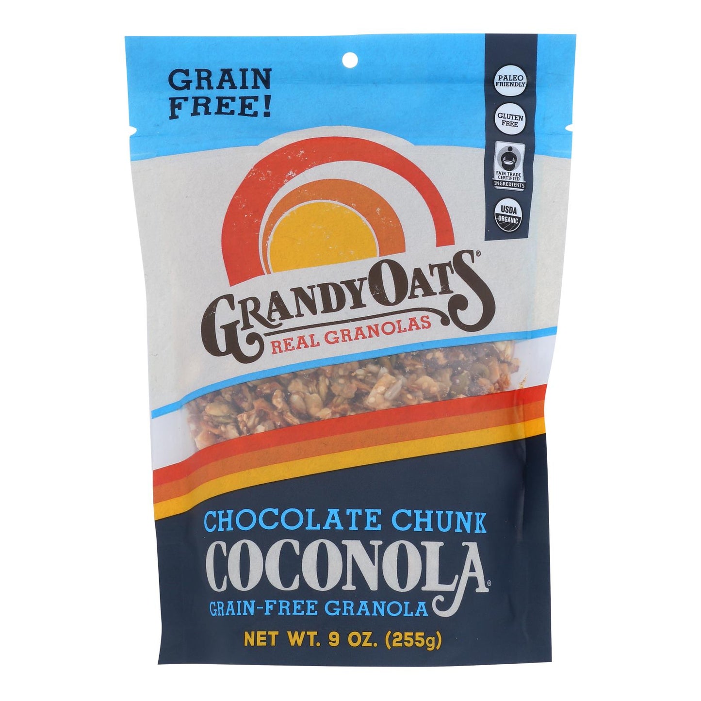 Grandy Oats Organic Granola - Chocolate Chunk Coconola - Case Of 6 - 9 Oz
