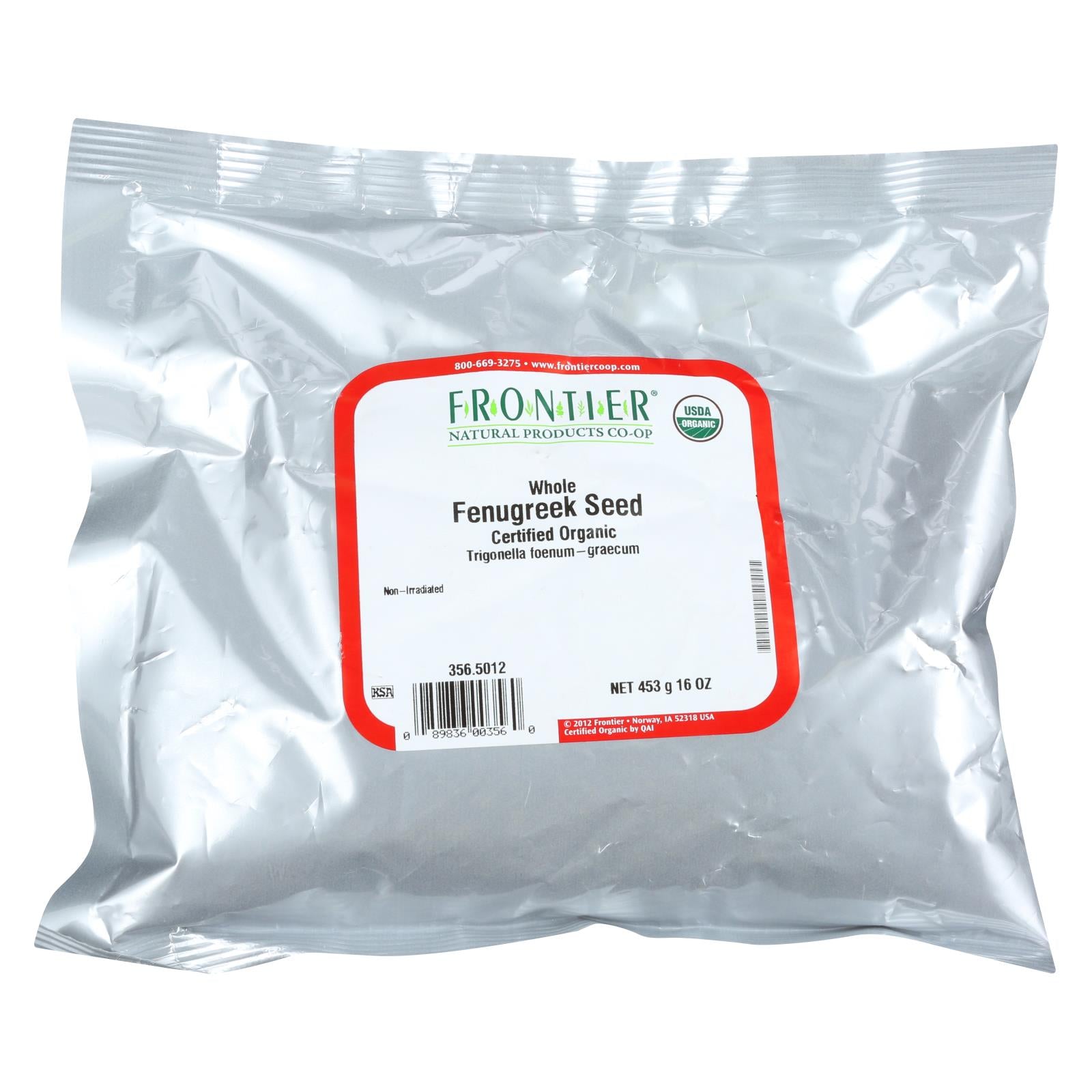 Frontier Herb Fenugreek Seed Organic Whole - Single Bulk Item - 1lb