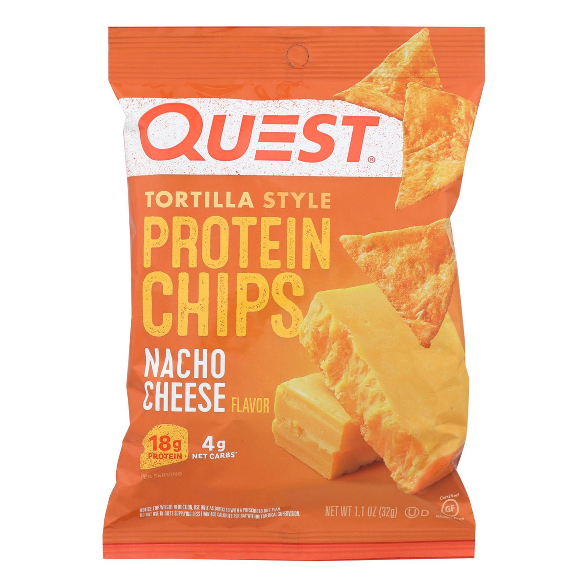 Quest® Nacho Cheese Tortilla Style Protein Chips, Nacho Cheese - Case Of 8 - 1.1 Oz