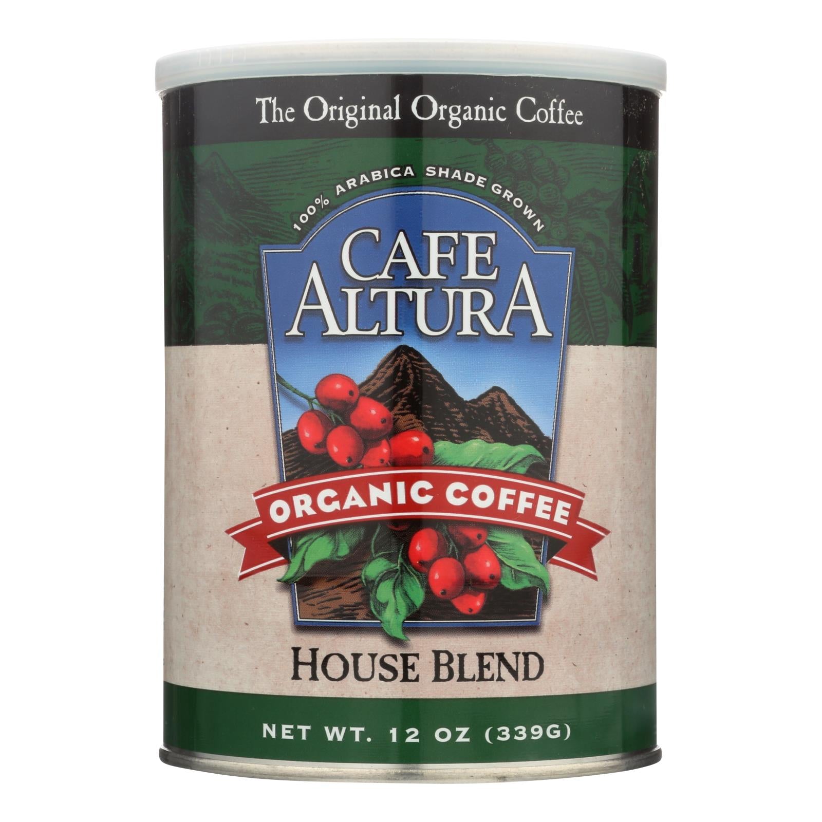 Cafe Altura - Organic Ground Coffee - House Blend - Case Of 6 - 12 Oz.