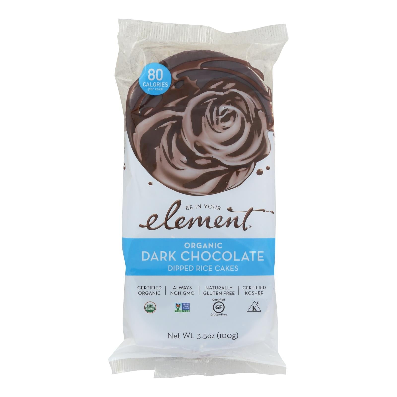 Element Organic Dipped Rice Cakes - Dark Chocolate - Case Of 6 - 3.5 Oz