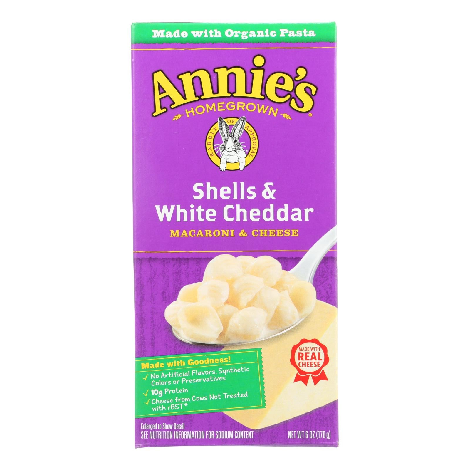 Annies Homegrown Macaroni And Cheese - Shells And White Cheddar - 6 Oz - Case Of 12