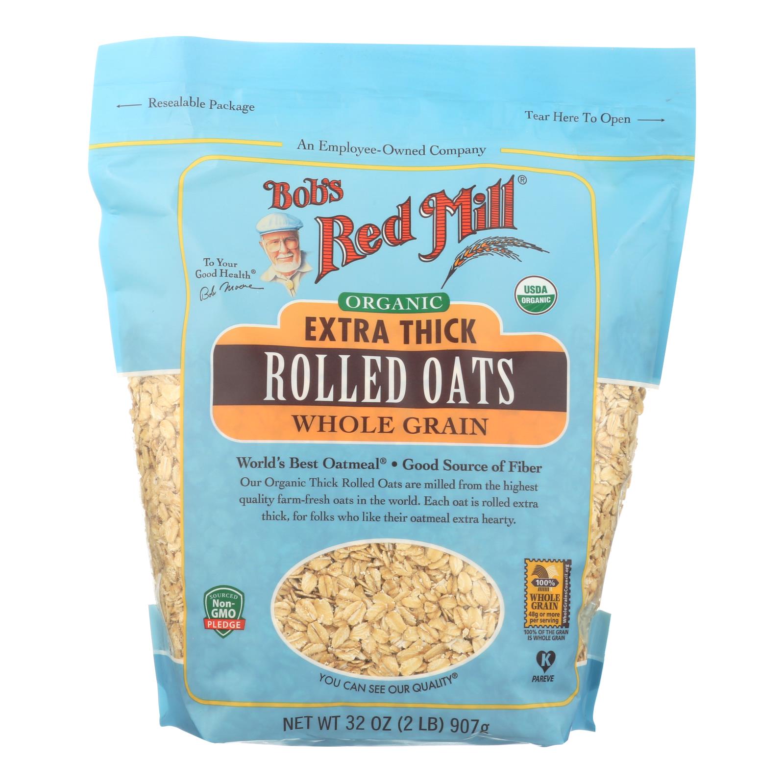 Bob's Red Mill - Oats - Organic Extra Thick Rolled Oats - Whole Grain - Case Of 4 - 32 Oz.