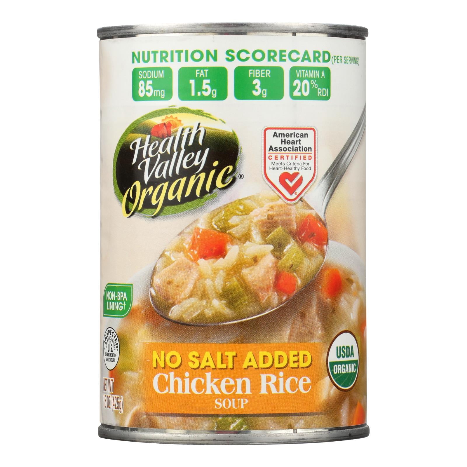 Health Valley Organic Soup - Chicken Rice No Salt Added - Case Of 12 - 15 Oz.