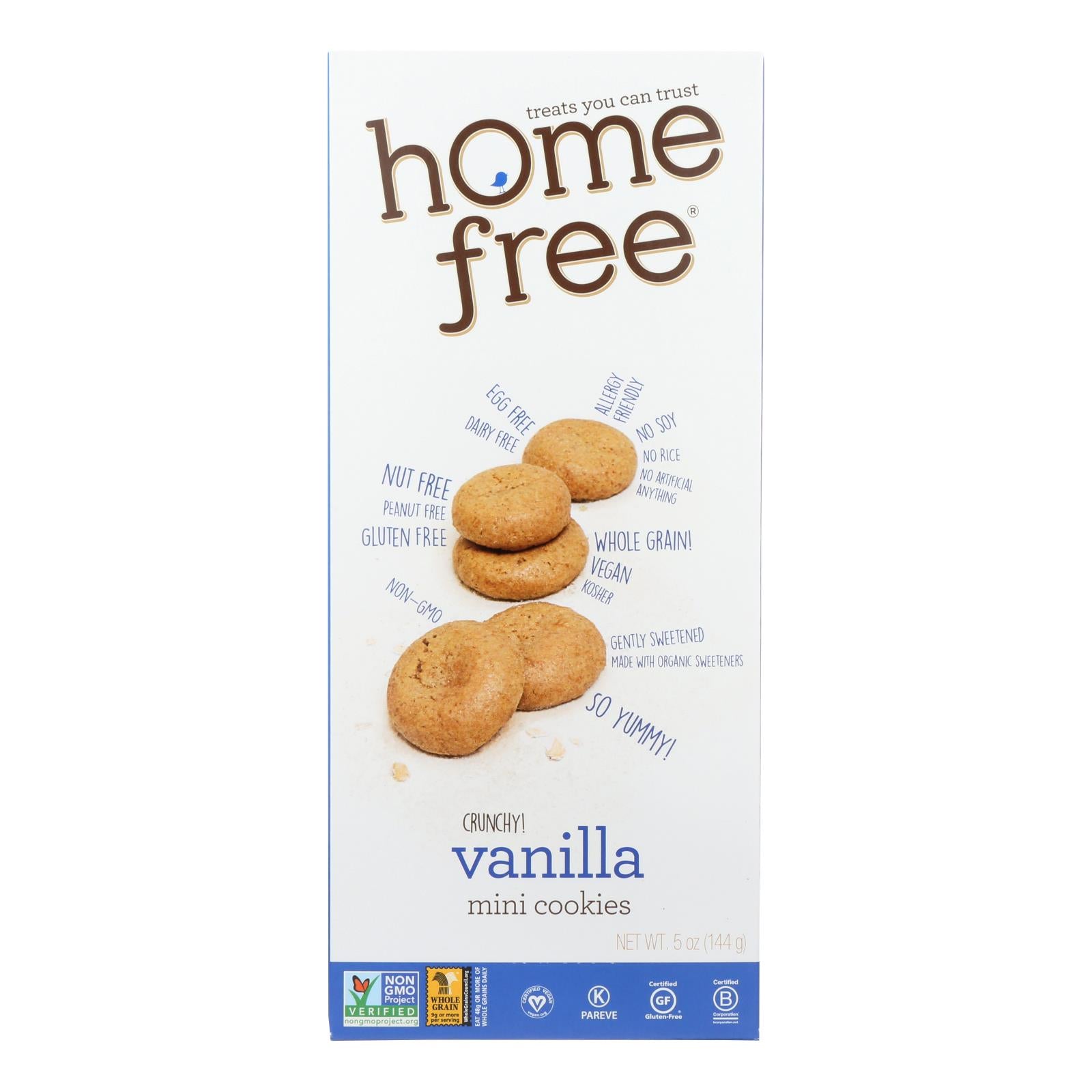 Homefree - Gluten Free Mini Cookies - Vanilla - Case Of 6 - 5 Oz.