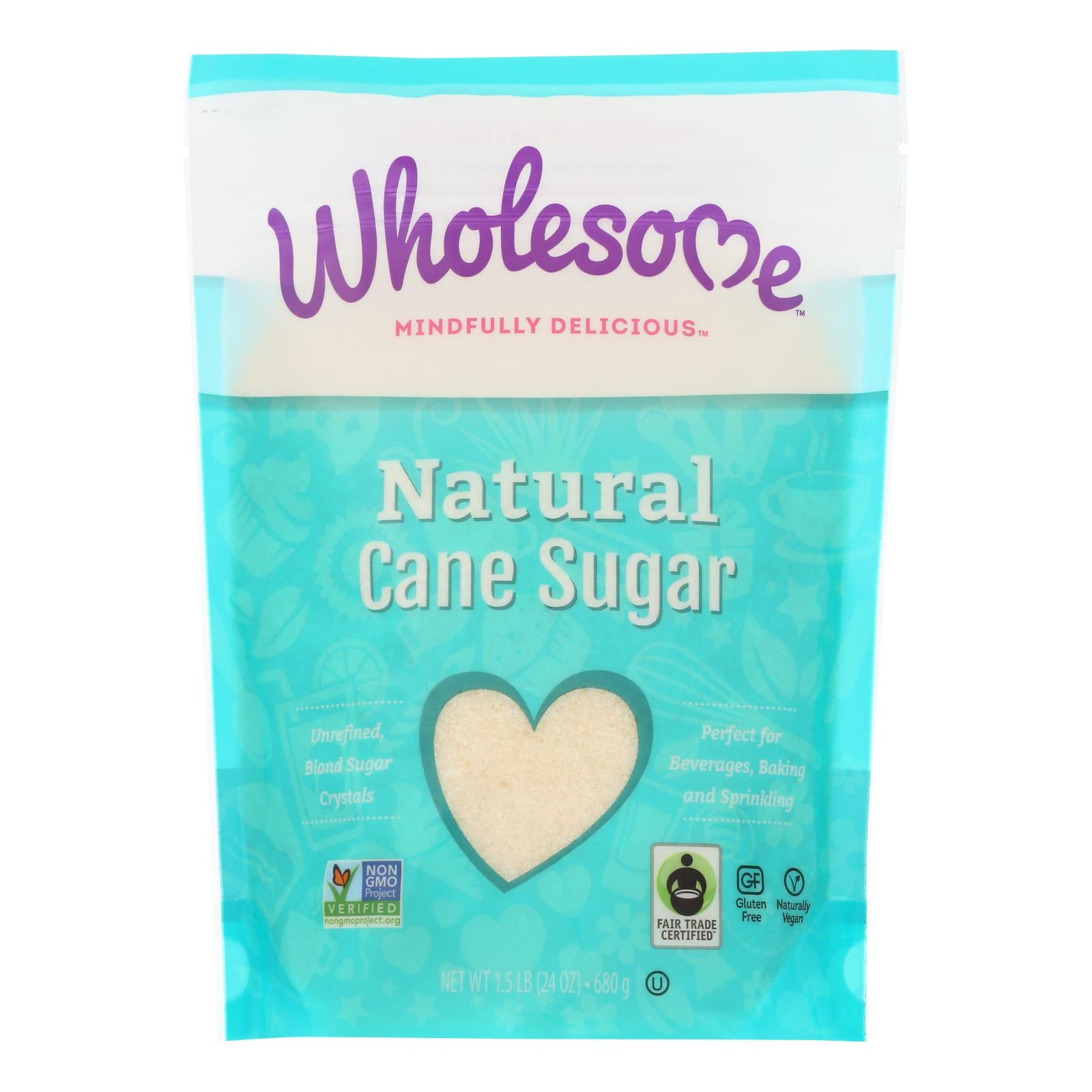 Wholesome Sweeteners Sugar - Natural Cane - Fair Trade - 1.5 Lbs - Case Of 12