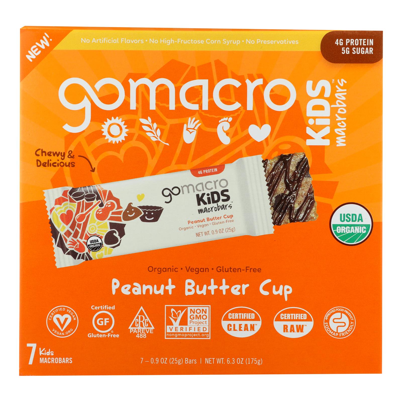 Gomacro - Kids Macrobar Peanut Butter Cup - Cs Of 7-6.3 Oz