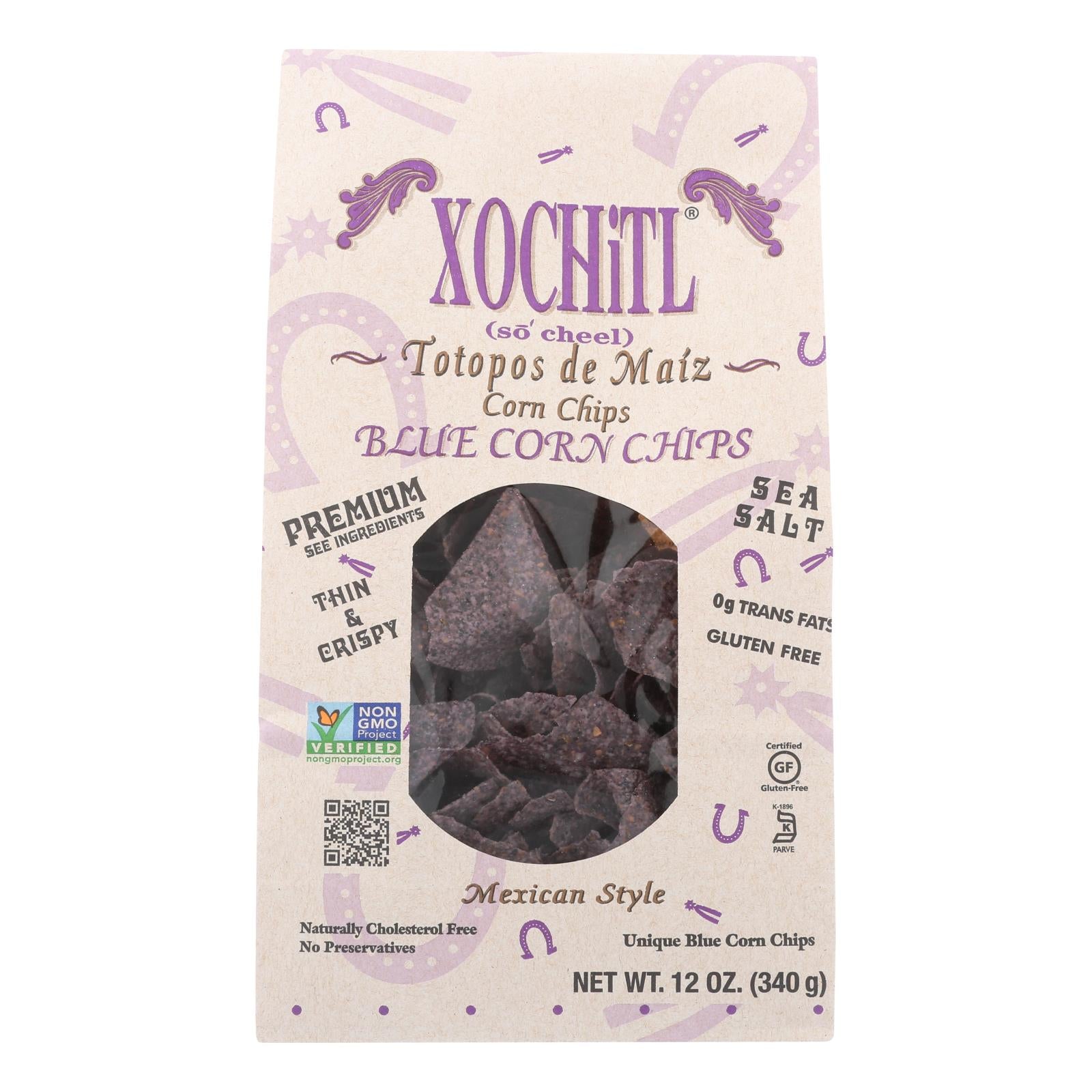 Xochitl Blue Corn Chips  - Case Of 10 - 12 Oz