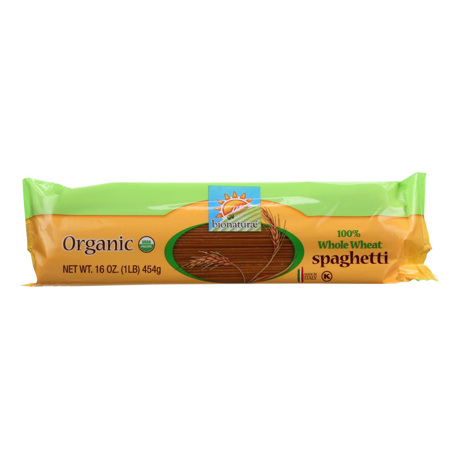 Bionaturae Pasta - Organic - 100 Percent Whole Wheat - Spaghetti - 16 Oz - Case Of 12