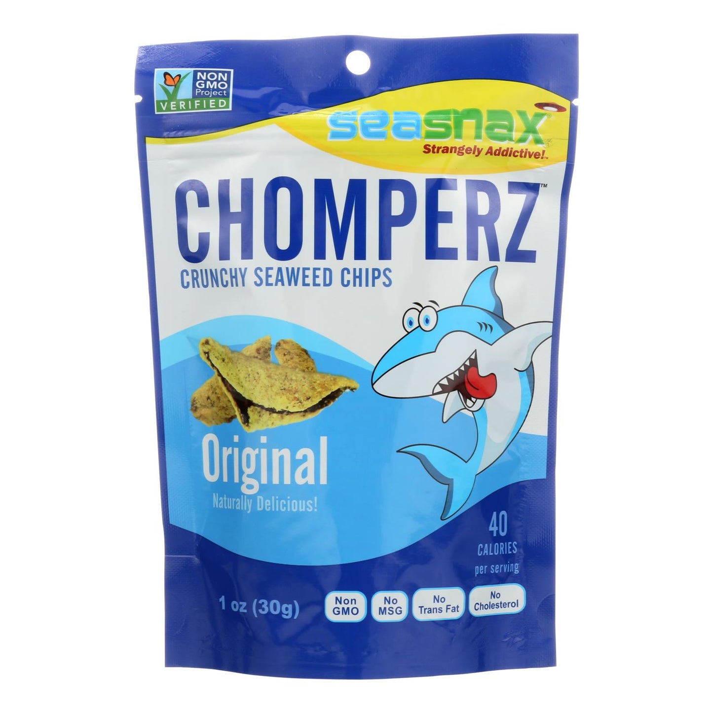 Seasnax Chomperz Crunchy Seaweed Chips - Original - Case Of 8 - 1 Oz.