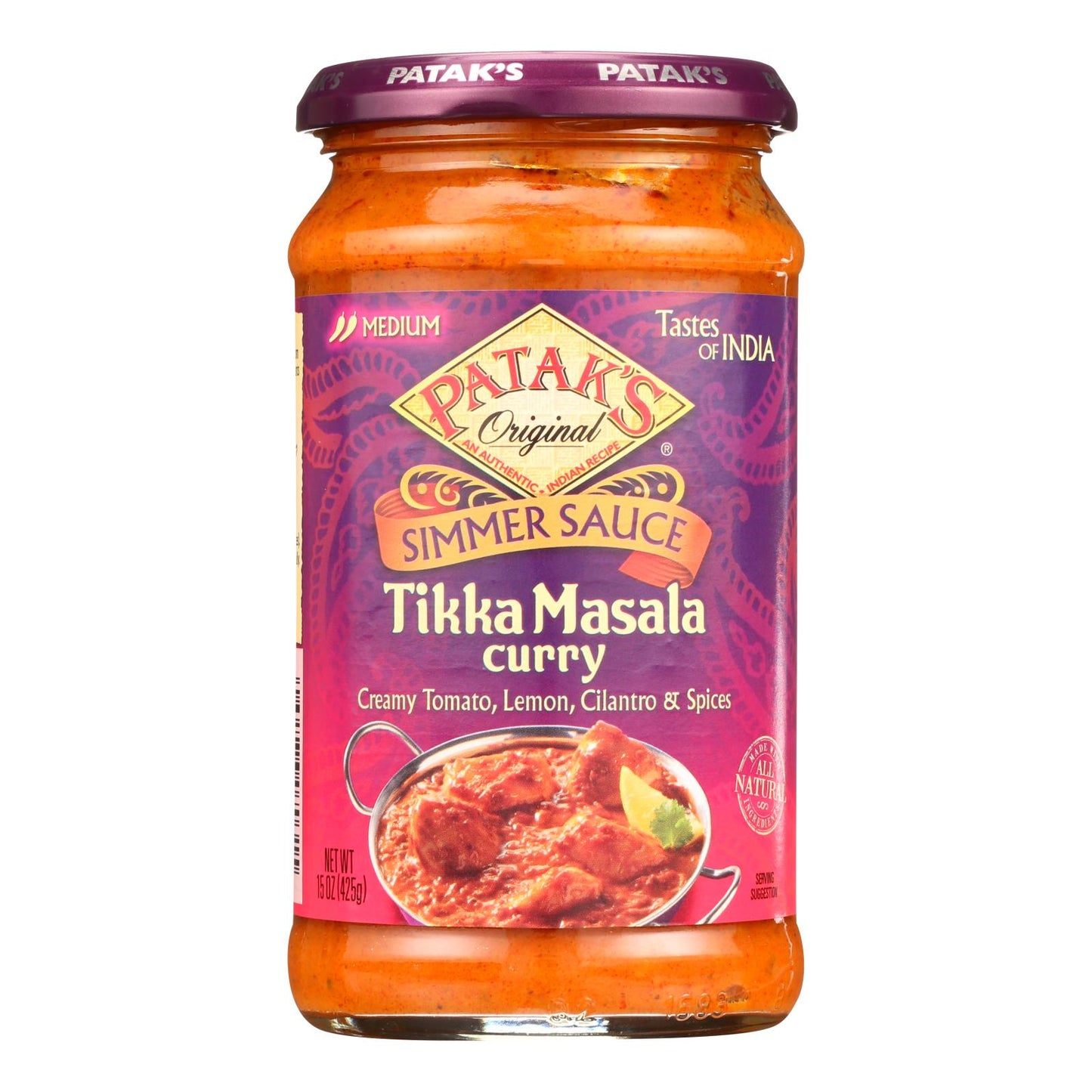 Pataks Simmer Sauce - Tikka Masala Curry - Medium - 15 Oz - Case Of 6