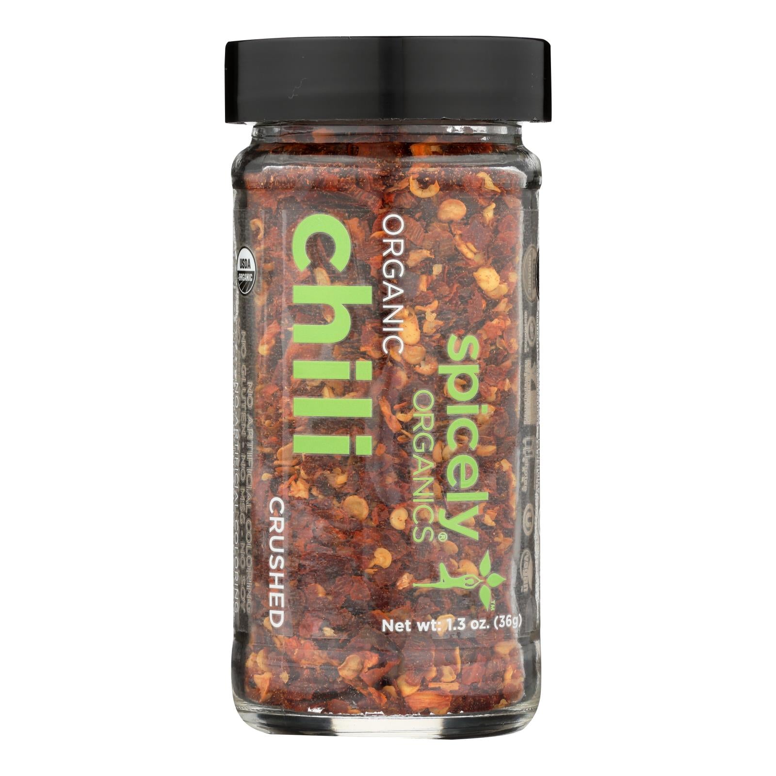 Spicely Organics - Organic Chili - Crushed - Case Of 3 - 1.3 Oz.