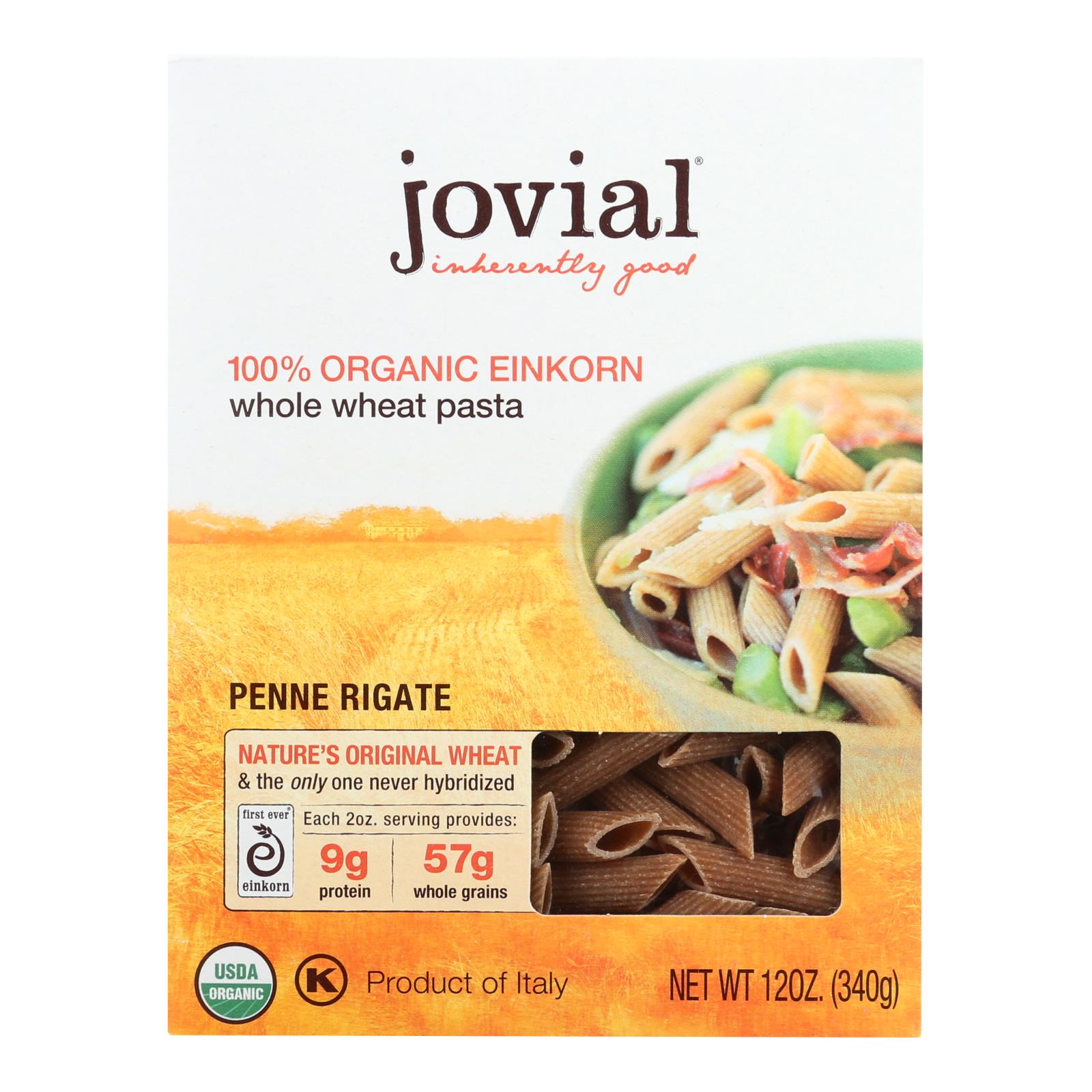 Jovial - Pasta - Organic - Whole Grain Einkorn - Penne Rigate - 12 Oz - Case Of 12