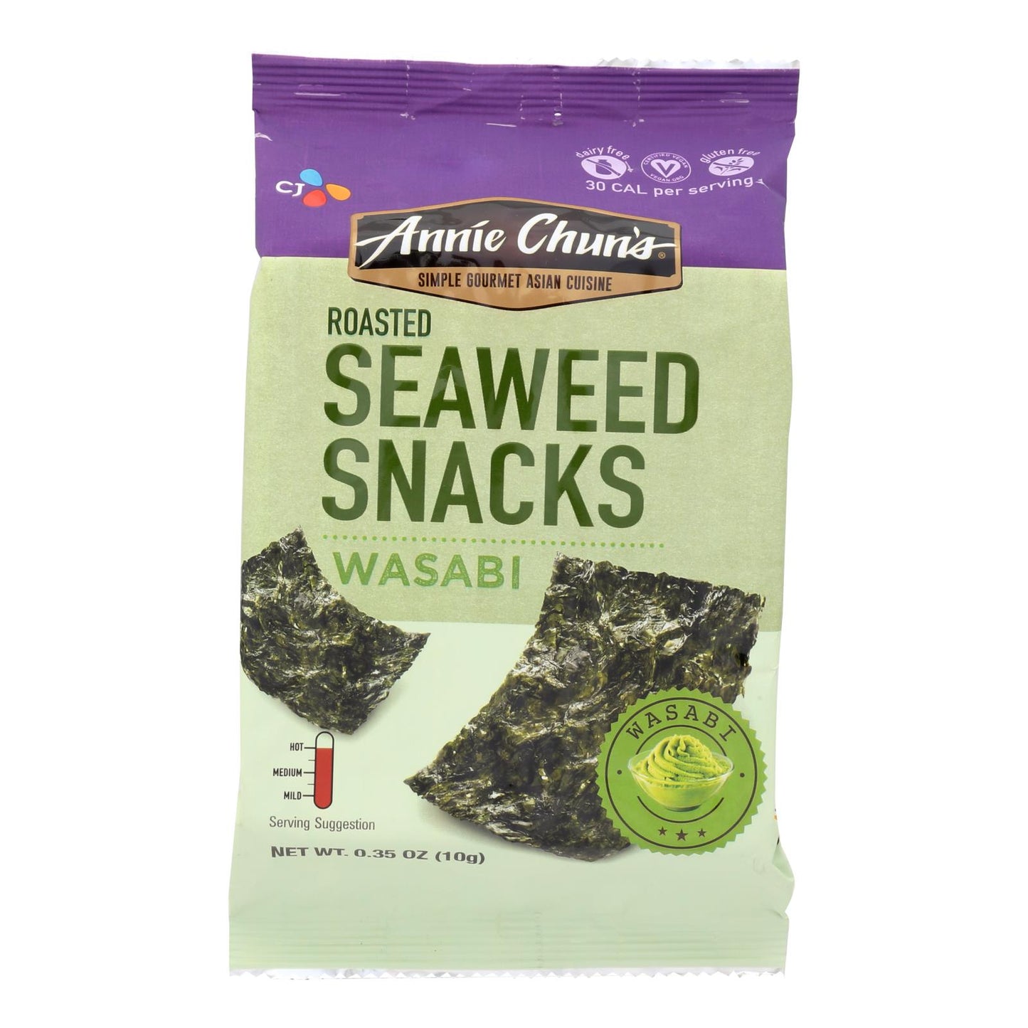 Annie Chun's Seaweed Snacks Roasted Wasabi - Case Of 12 - 0.35 Oz.