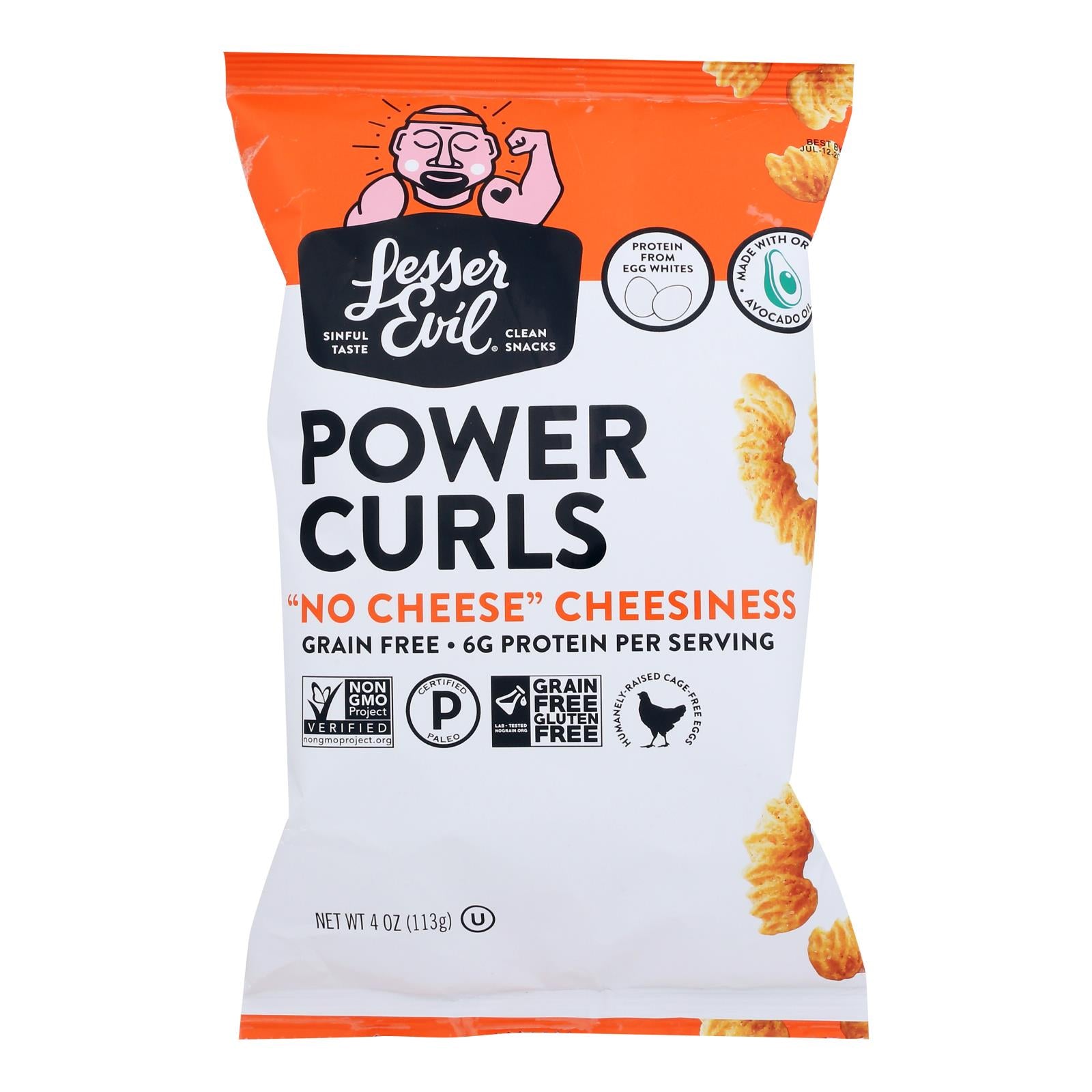 Lesser Evil - Power Curls No-cheese Cheesiness - Case Of 12-4 Oz
