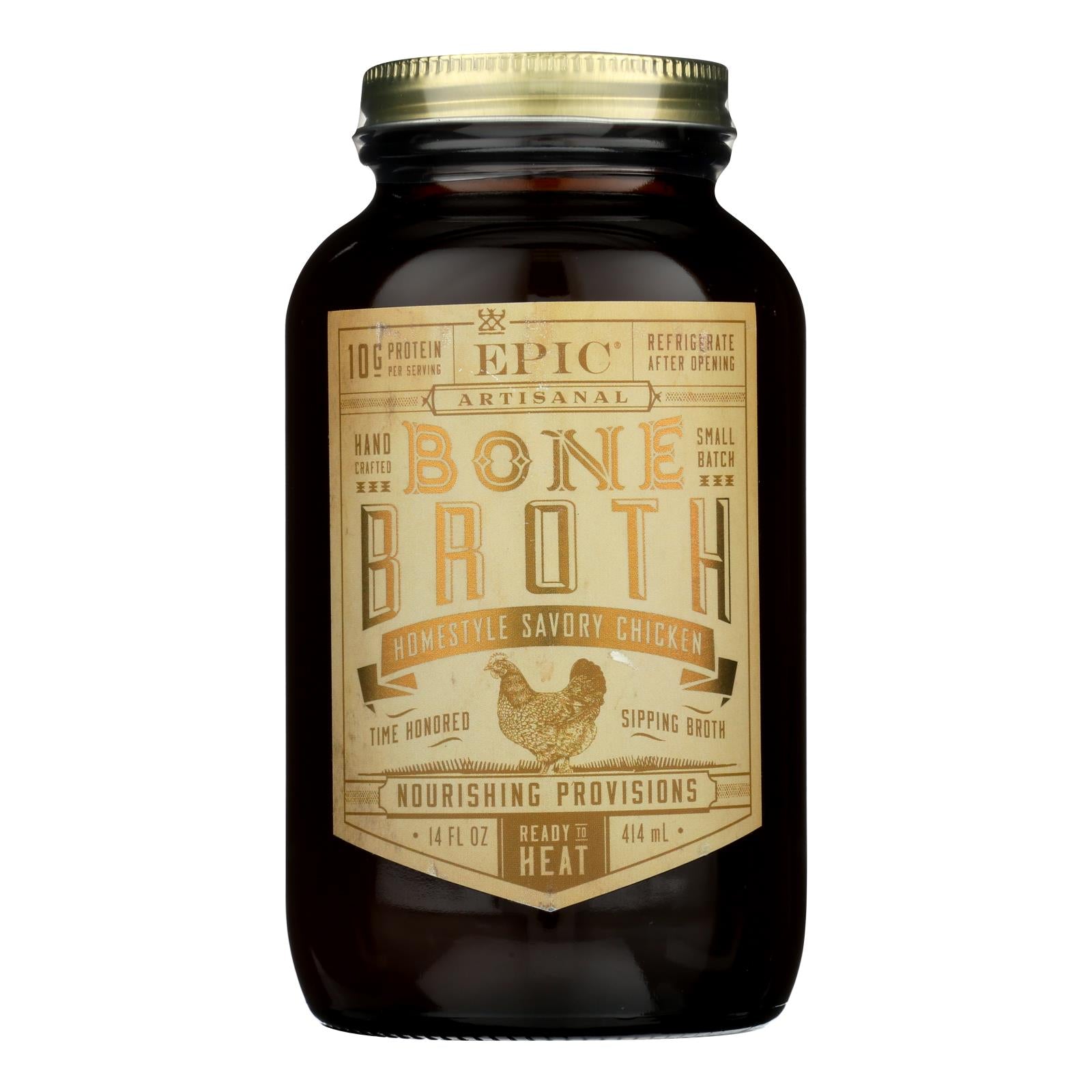 Epic Bone Broth-homestyle Savory Chicken  - Case Of 6 - 14 Fz