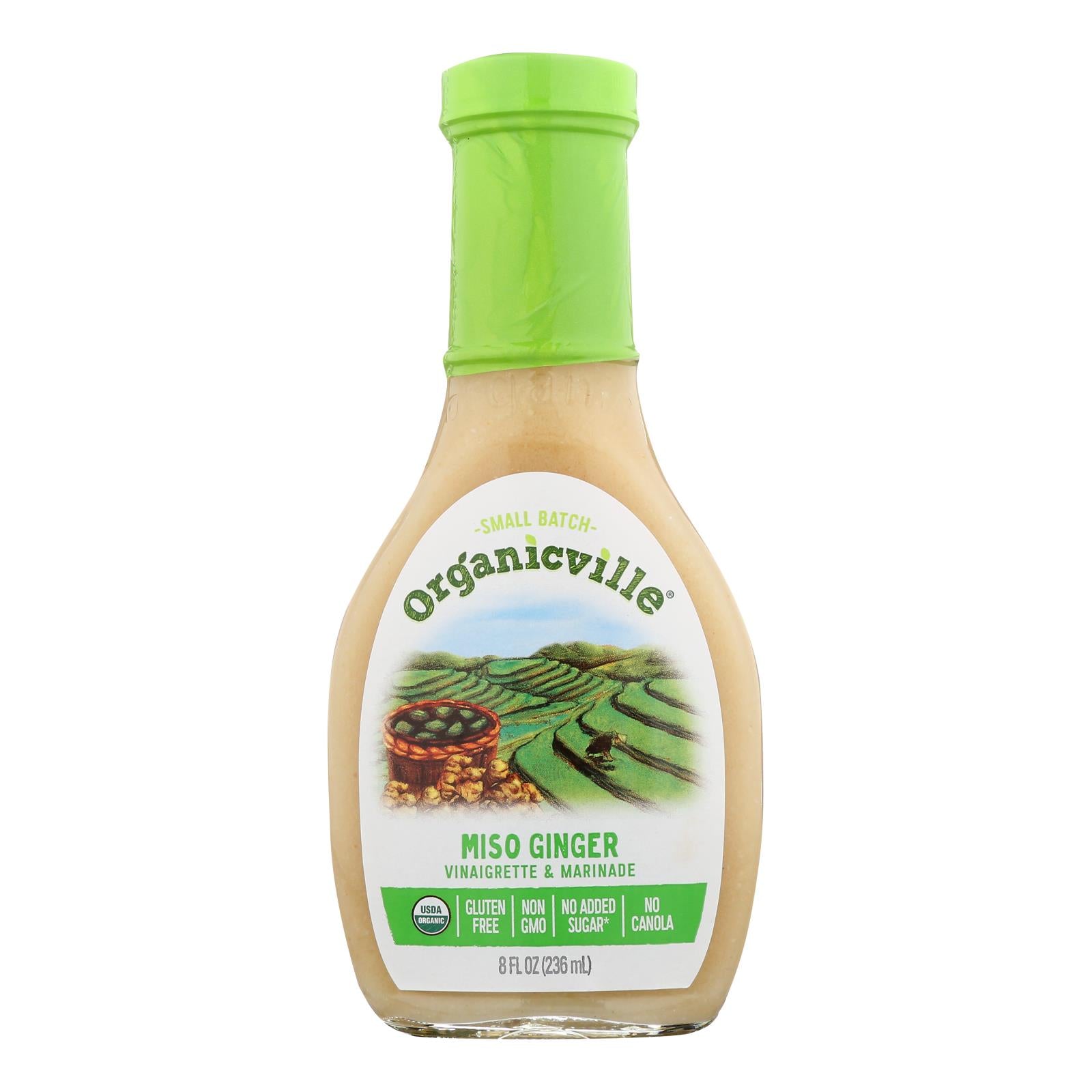 Organic Ville Miso Ginger Organic - Vinaigrette - Case Of 6 - 8 Fl Oz.