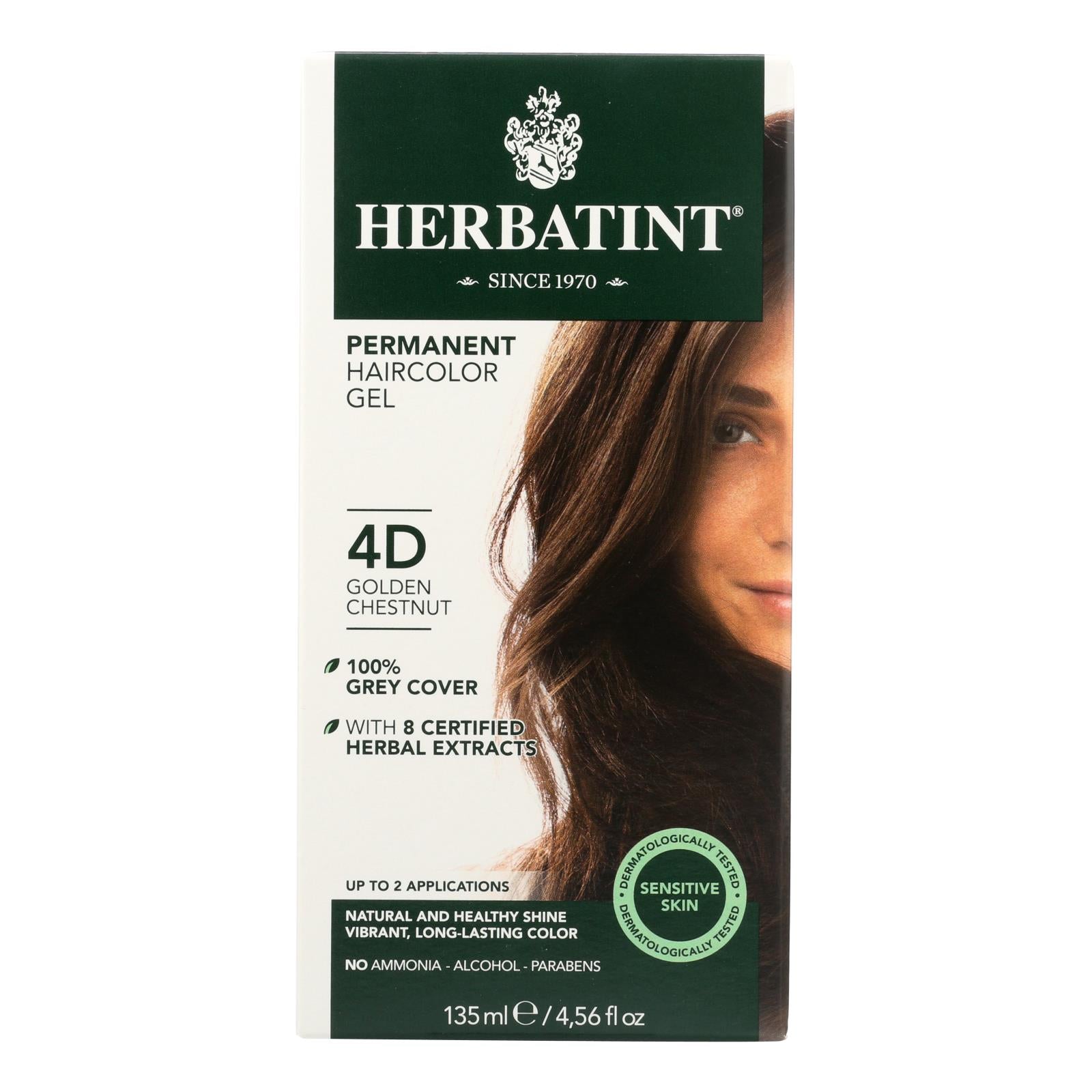 Herbatint Permanent Herbal Haircolour Gel 4d Golden Chestnut - 135 Ml