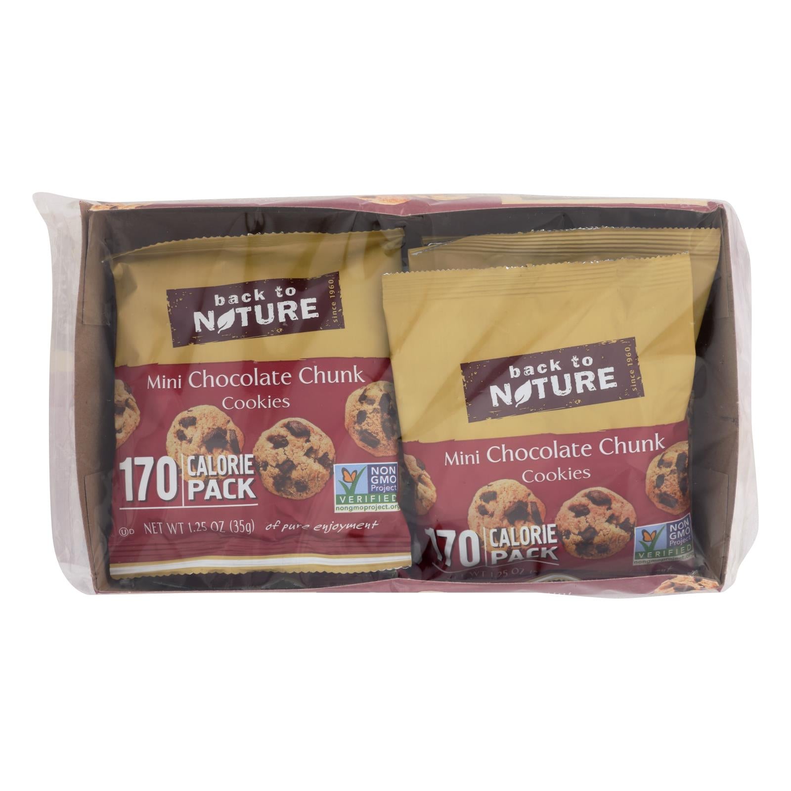 Back To Nature Cookies - Mini Chocolate Chunk - Case Of 4 - 1.25 Oz.