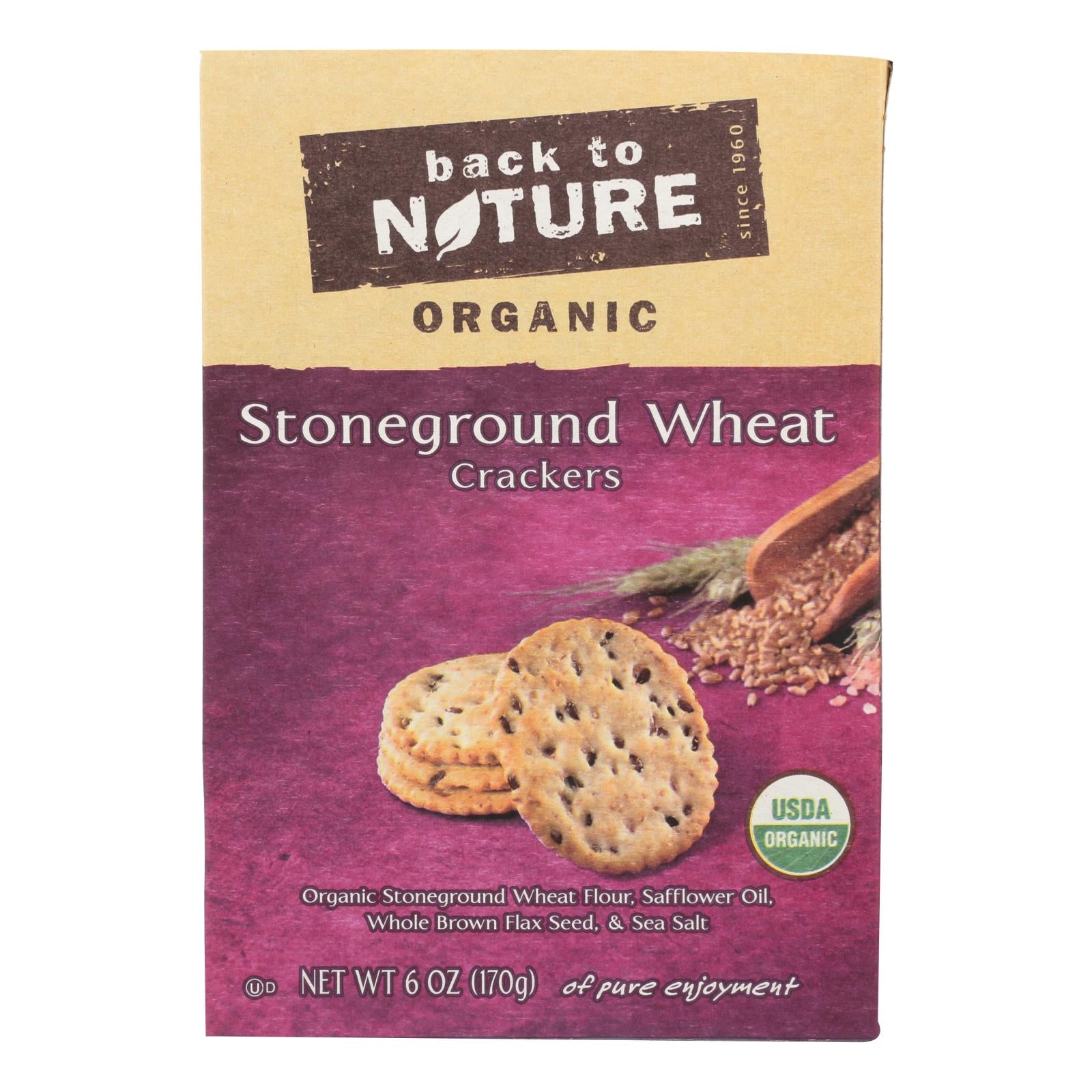 Back To Nature Crackers - Organic Stoneground Wheat - Case Of 6 - 6 Oz.