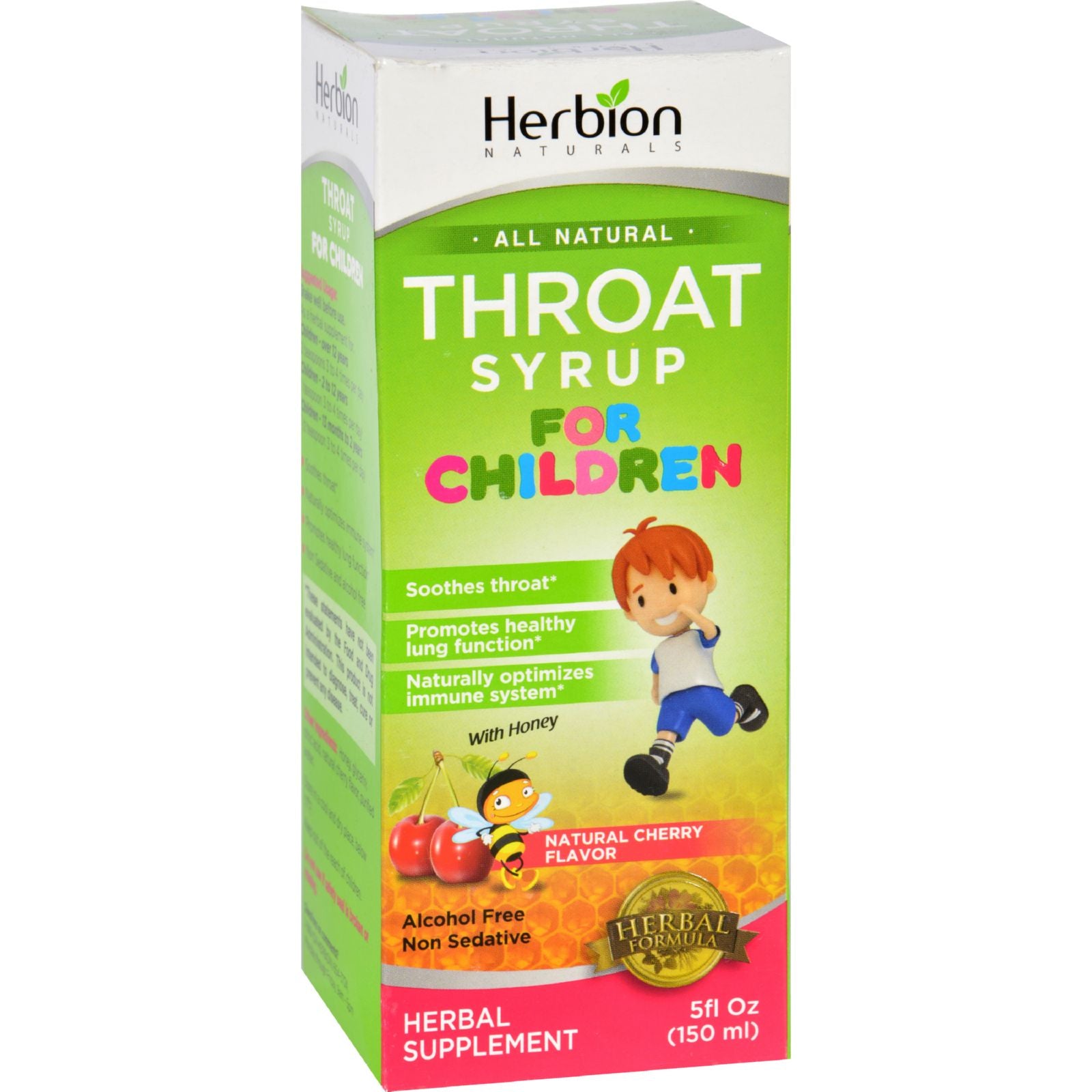 Herbion Naturals Throat Syrup - All Natural - Cherry - For Children - 5 Oz