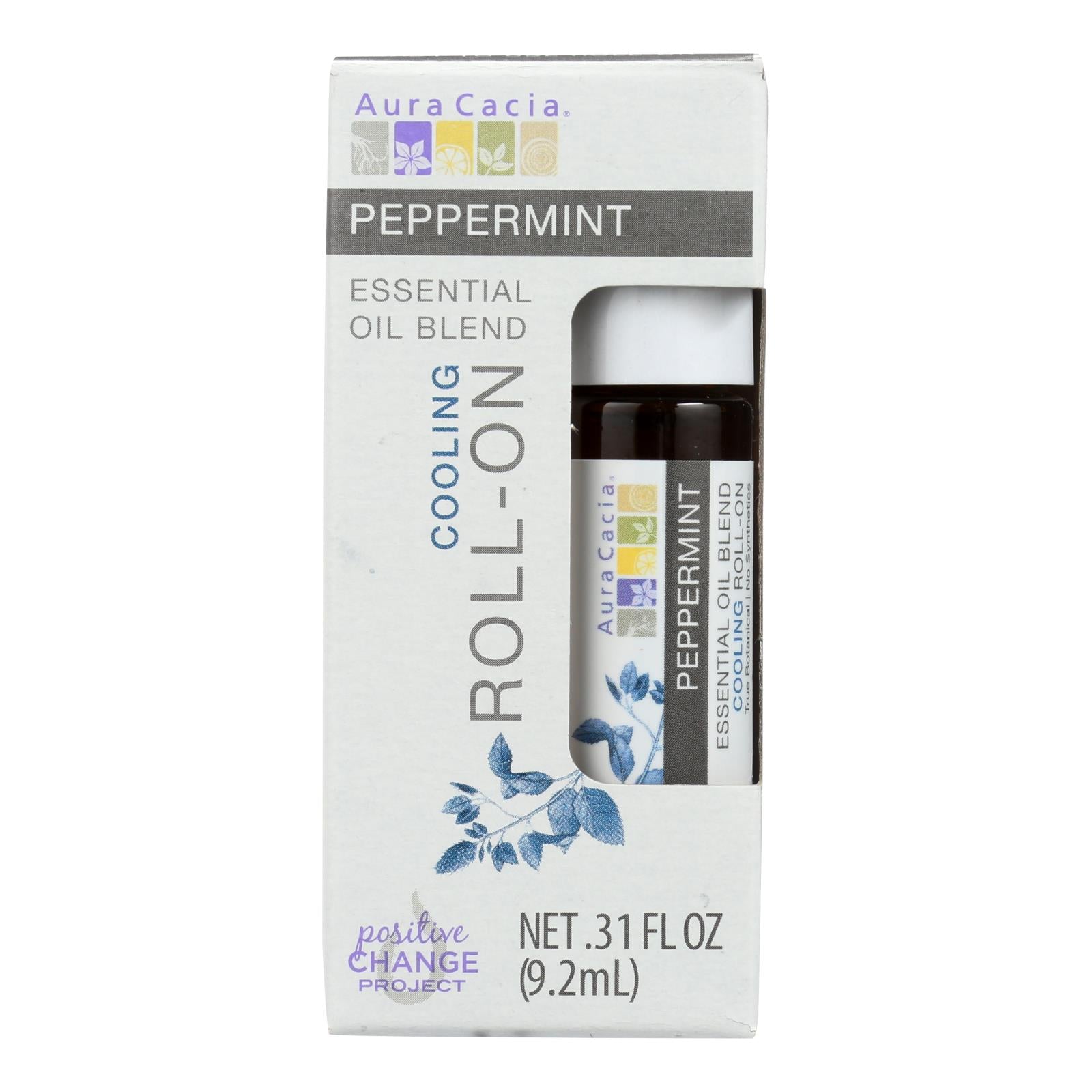 Aura Cacia - Roll On Essential Oil - Peppermint - Case Of 4 - .31 Fl Oz