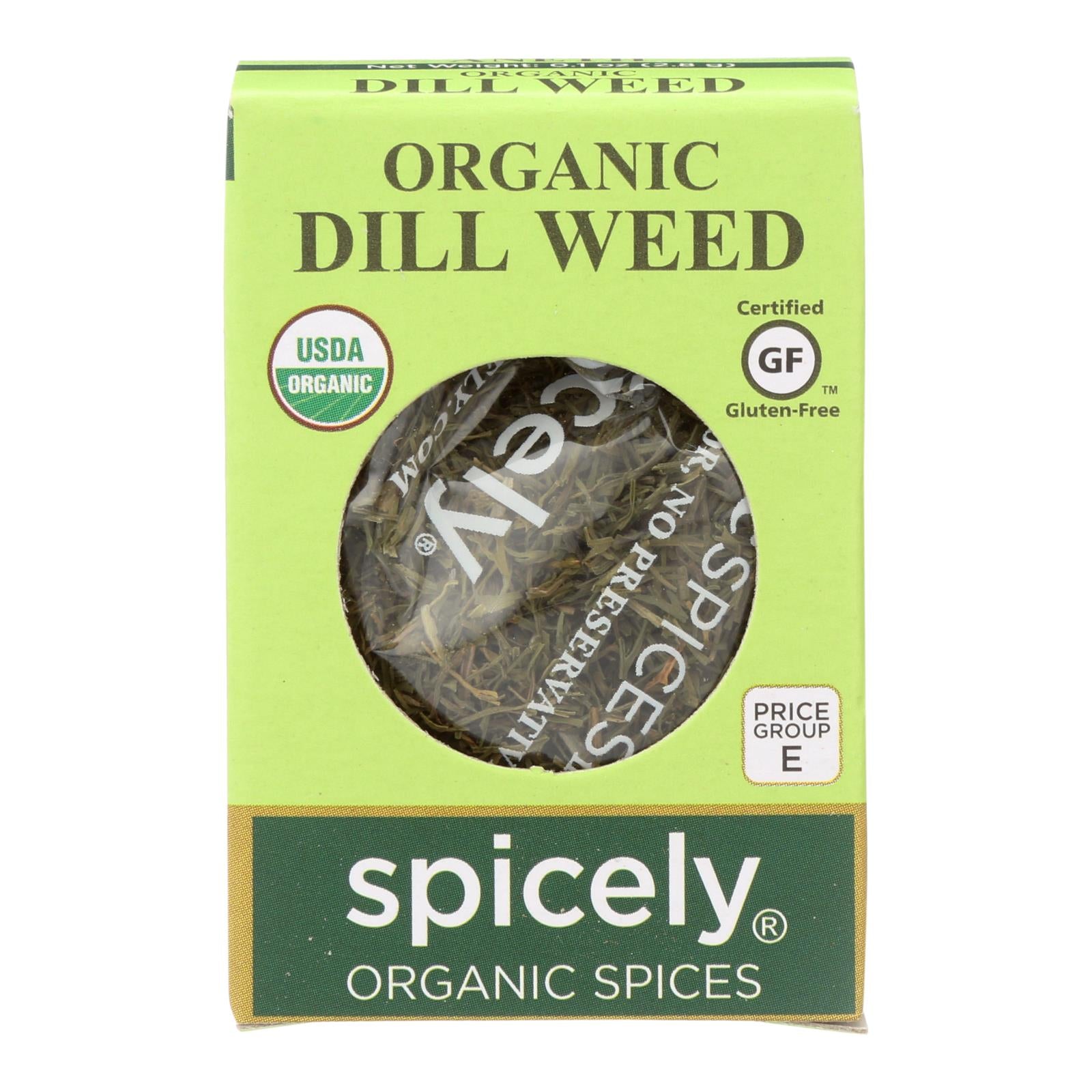 Spicely Organics - Organic Dill Weed - Case Of 6 - 0.1 Oz.