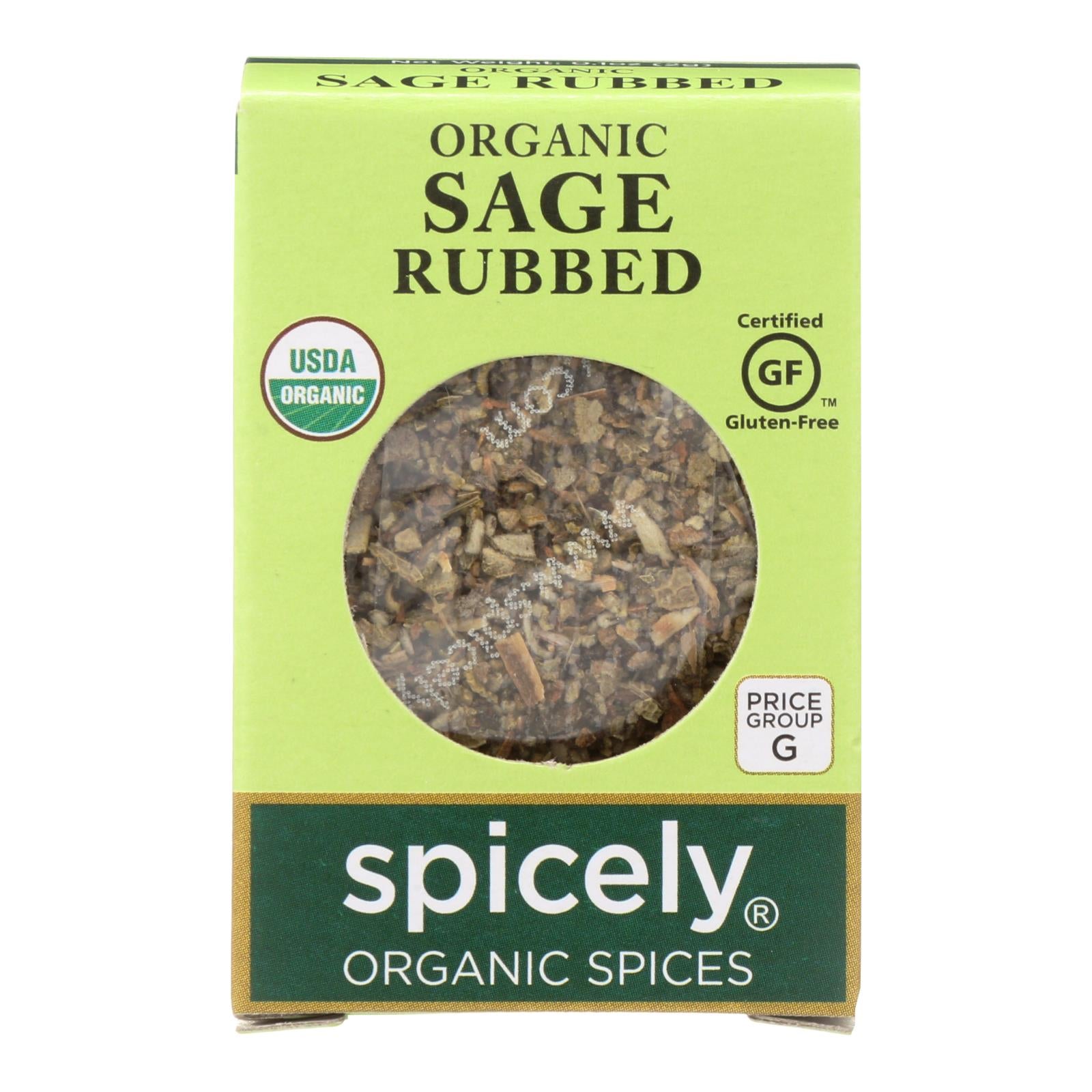 Spicely Organics - Organic Sage - Rubbed - Case Of 6 - 0.1 Oz.